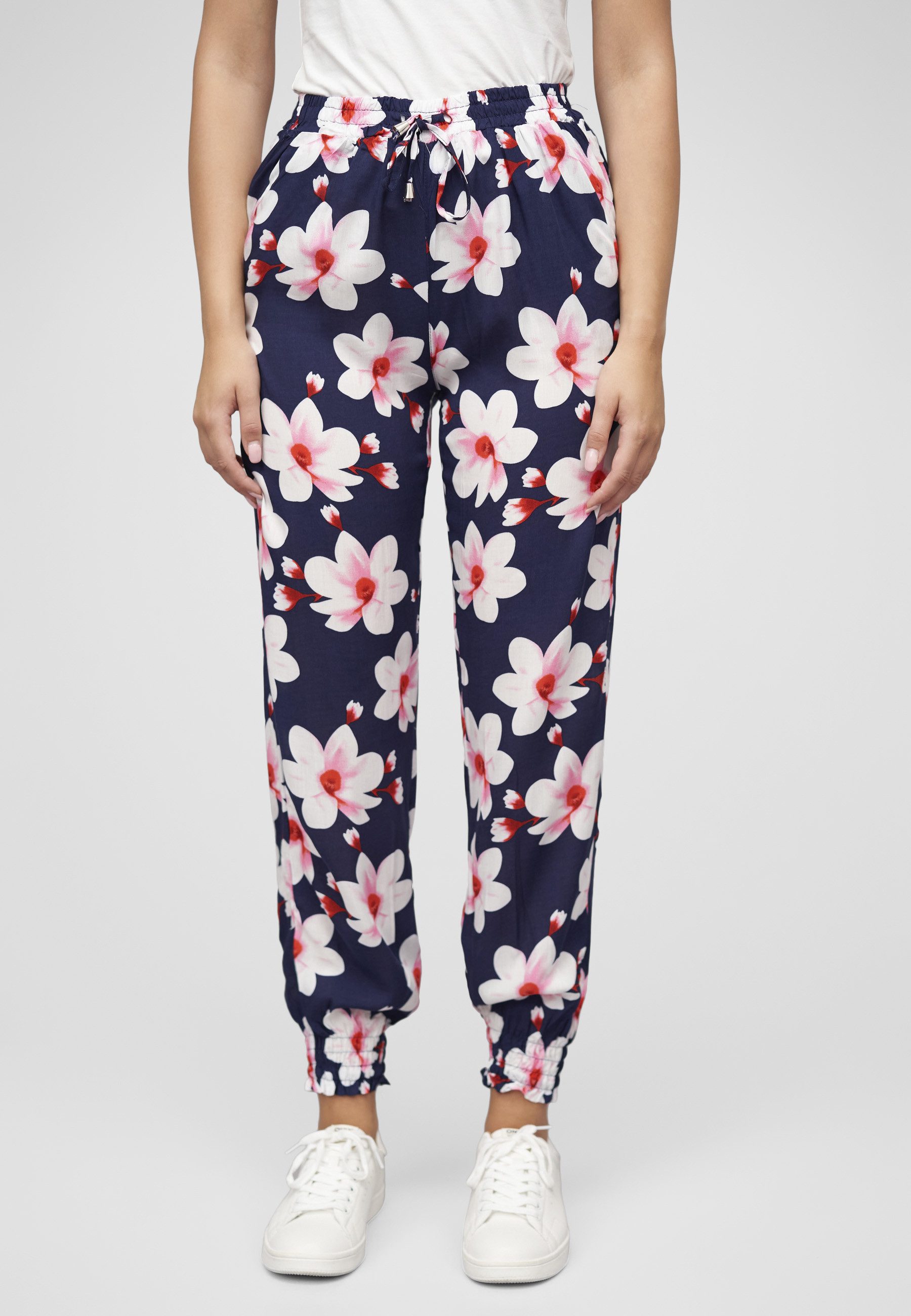 CLOUD 5IVE Stoffhose CLOUD 5IVE Viskose Hose mit Bündchen 2-Pockets & Big Flowers (1-tlg)