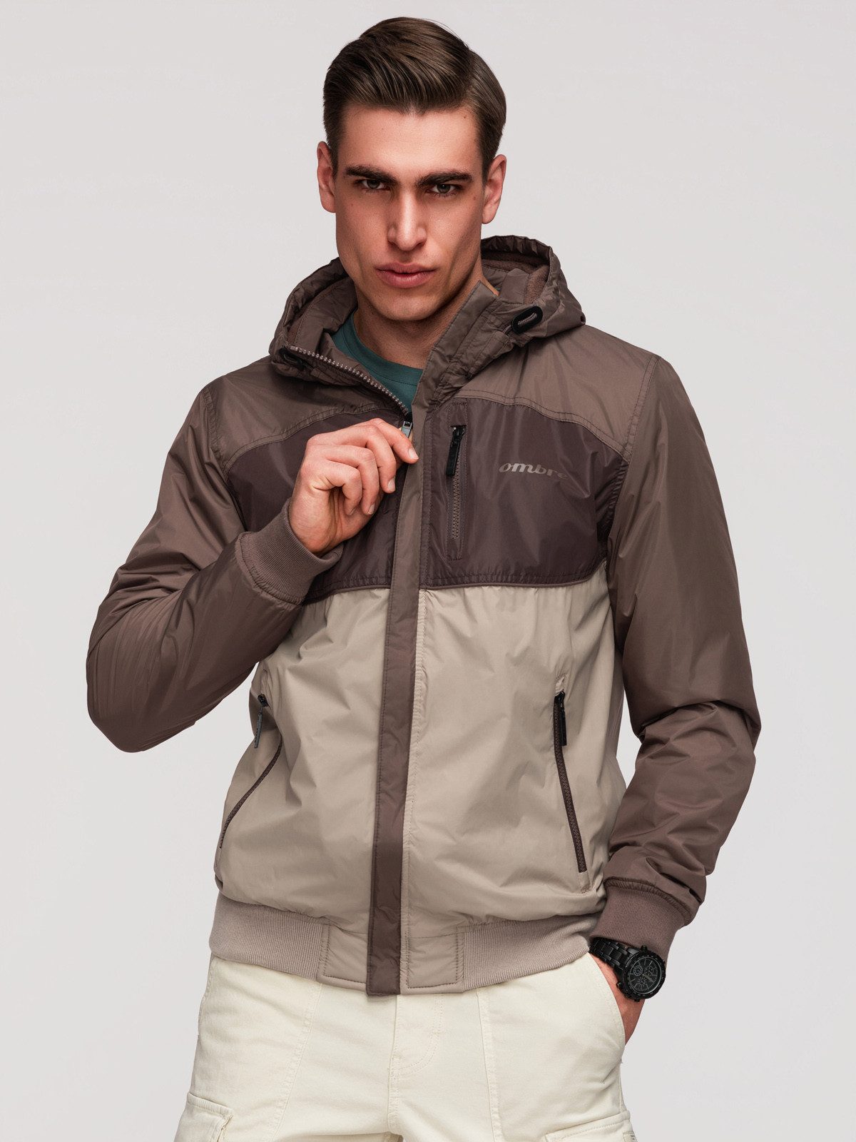 OMBRE Allwetterjacke Leichte farbige Herren-Sportjacke mit Fleece