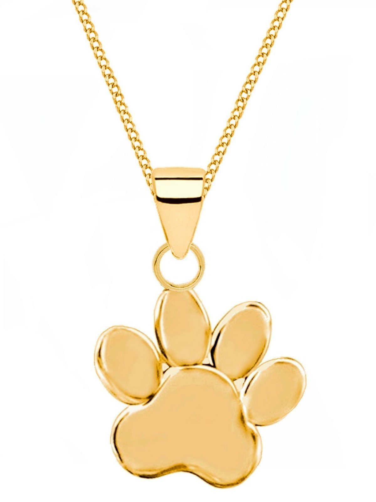 Goldene Hufeisen Kette mit Anhänger Pfote Halskette in Gold – Glücksbringer für Tierfreunde, 925 Sterling Silber (hypoallergen)