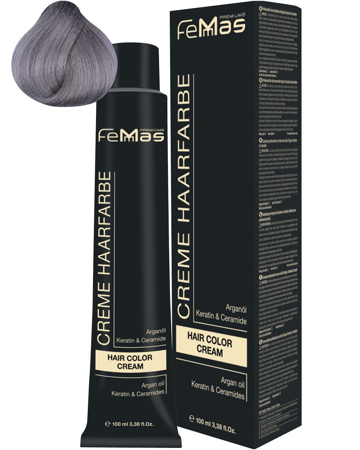 Femmas Premium Haarfarbe FemMas Hair Color Cream 100ml Haarfarbe Metallic Grau