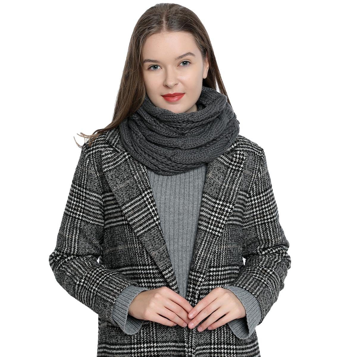 DonDon Schal Damen Winterschal Strickschal Schal, (1-St), Schlauchschal, warm und weich, Strickmuster