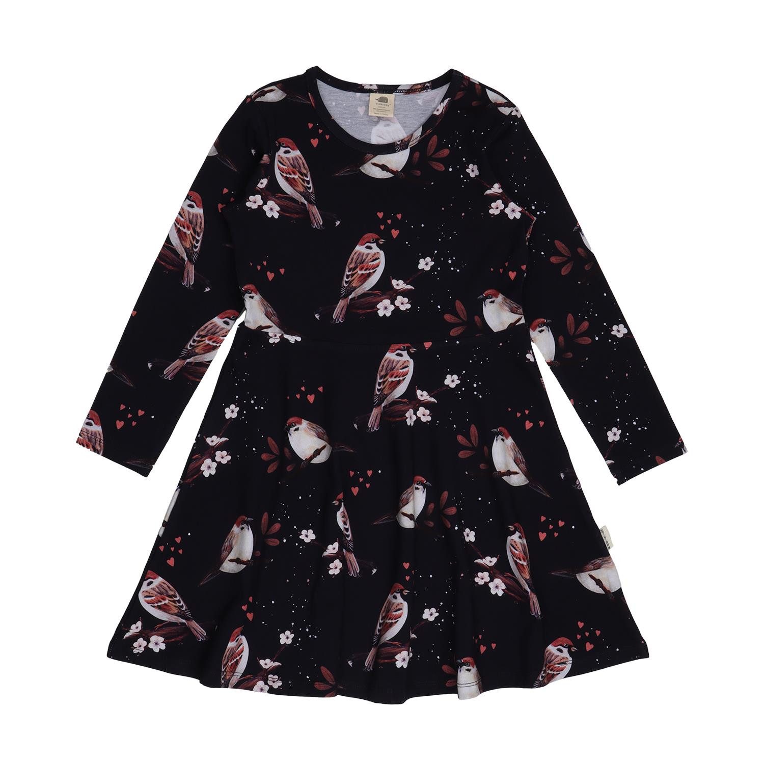 Skaterkleid Kinder Kleid aus Bio-Baumwolle mit Spatzenmotiv