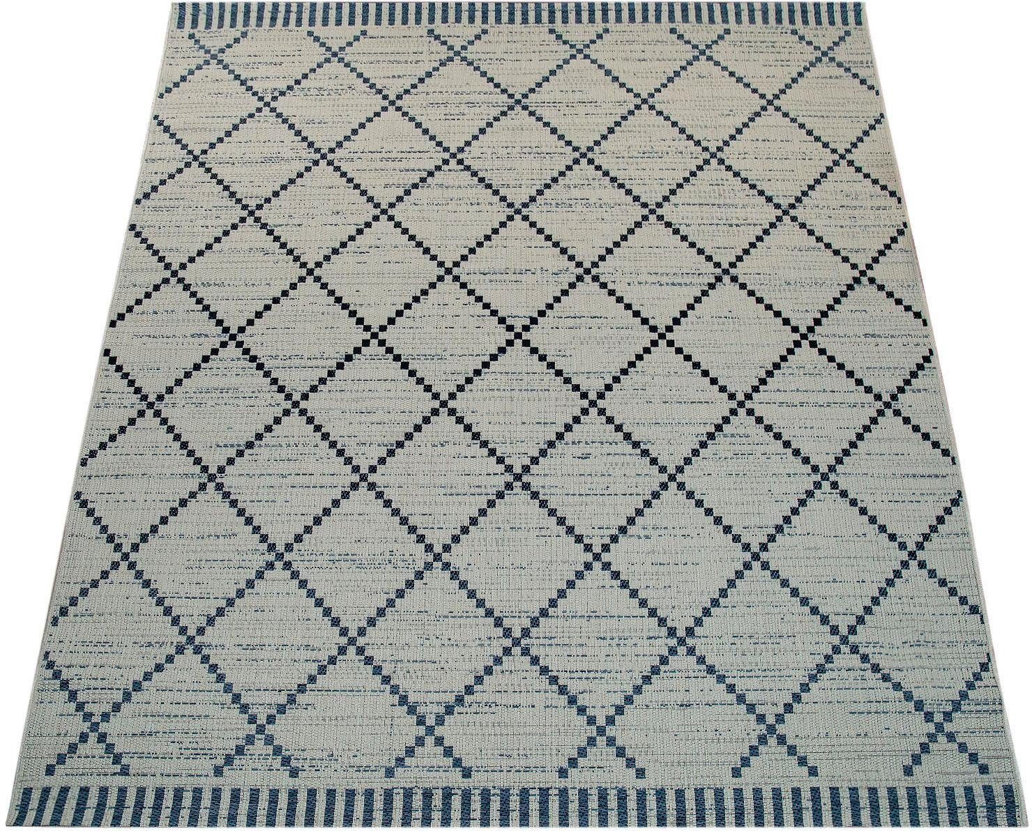 Teppich Kortrijk 742, Paco Home, rechteckig, Höhe: 4 mm, Flachgewebe, Rauten  Design, In- und Outdoor geeignet, Wohnzimmer, für den Innen- und Außbereich  geeignet, perfekt für Balkon und Terrasse