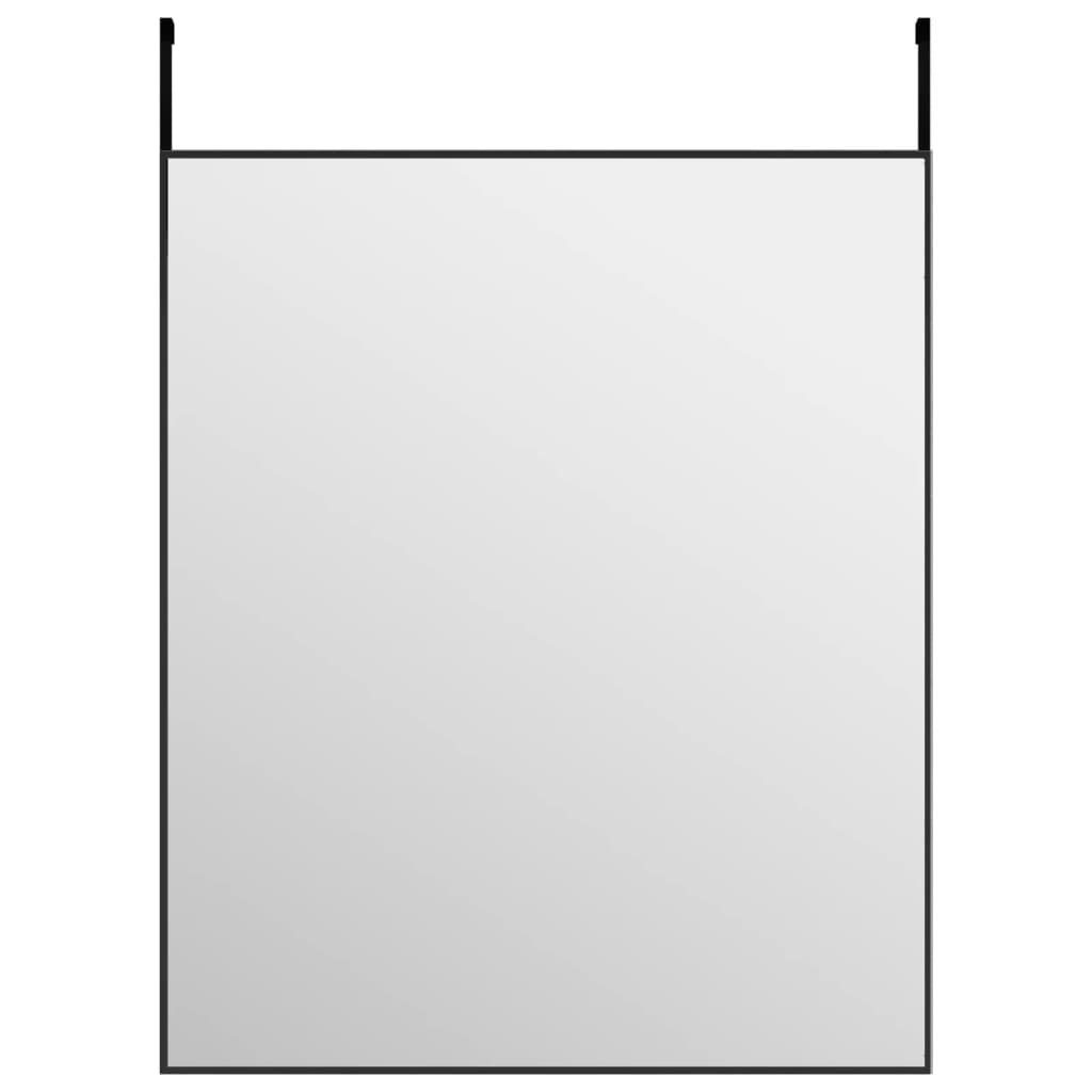 furnicato 50x60 Glas Aluminium cm Schwarz und Türspiegel Wandspiegel