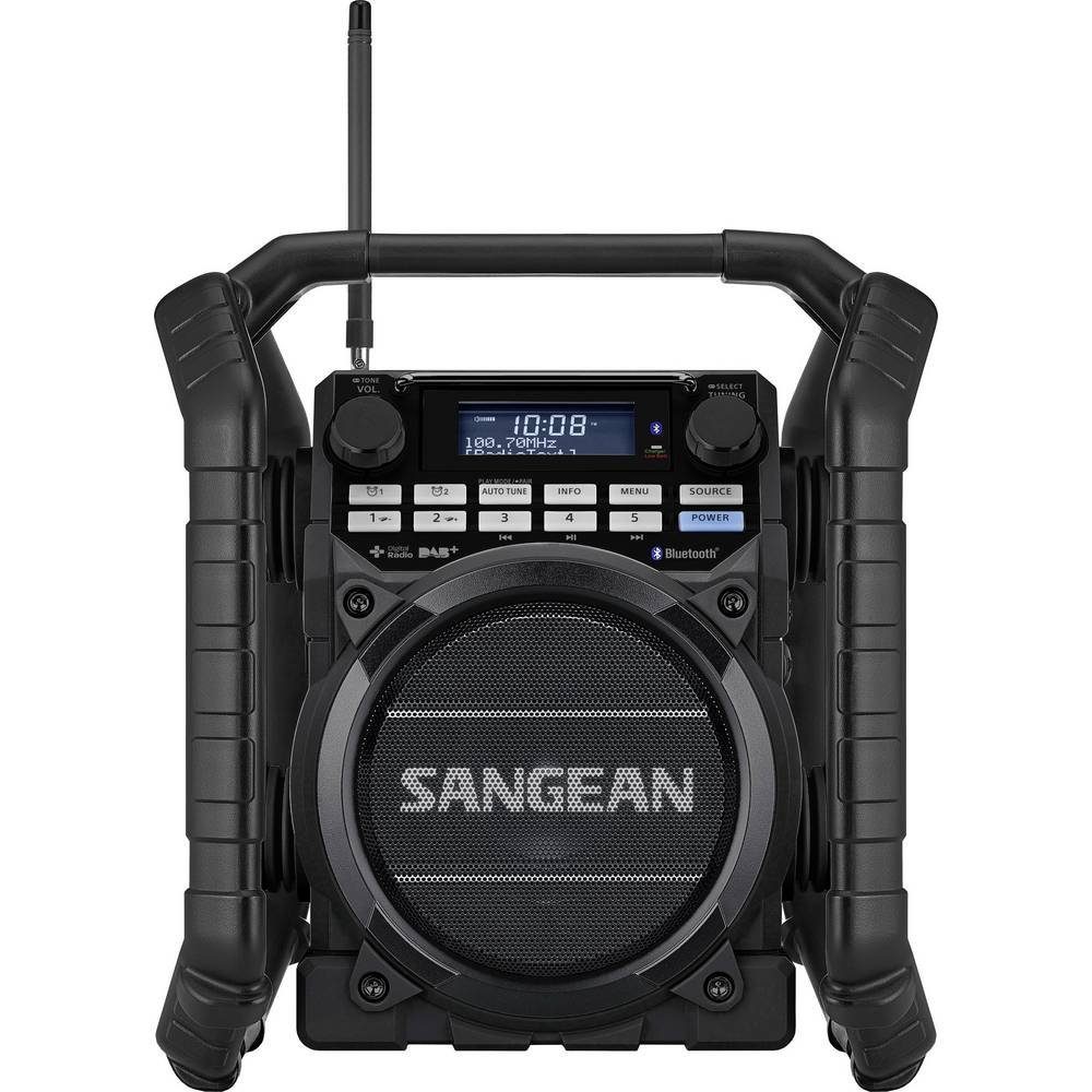 Sangean Black DAB+ Baustellenradio (Akku-Ladefunktion, stoßfest) Radio wiederaufladbar, wasserdicht