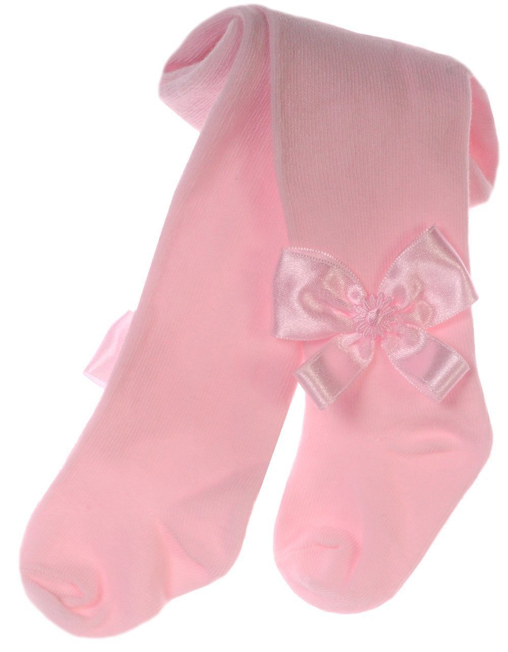 La Bortini Strumpfhose Schöne Strumpfhose in Rosa mit Schleifchen für Babys und Kinder elastisch, weich, 44 50 56 62 68 74 80 86 92 98 104 110 116