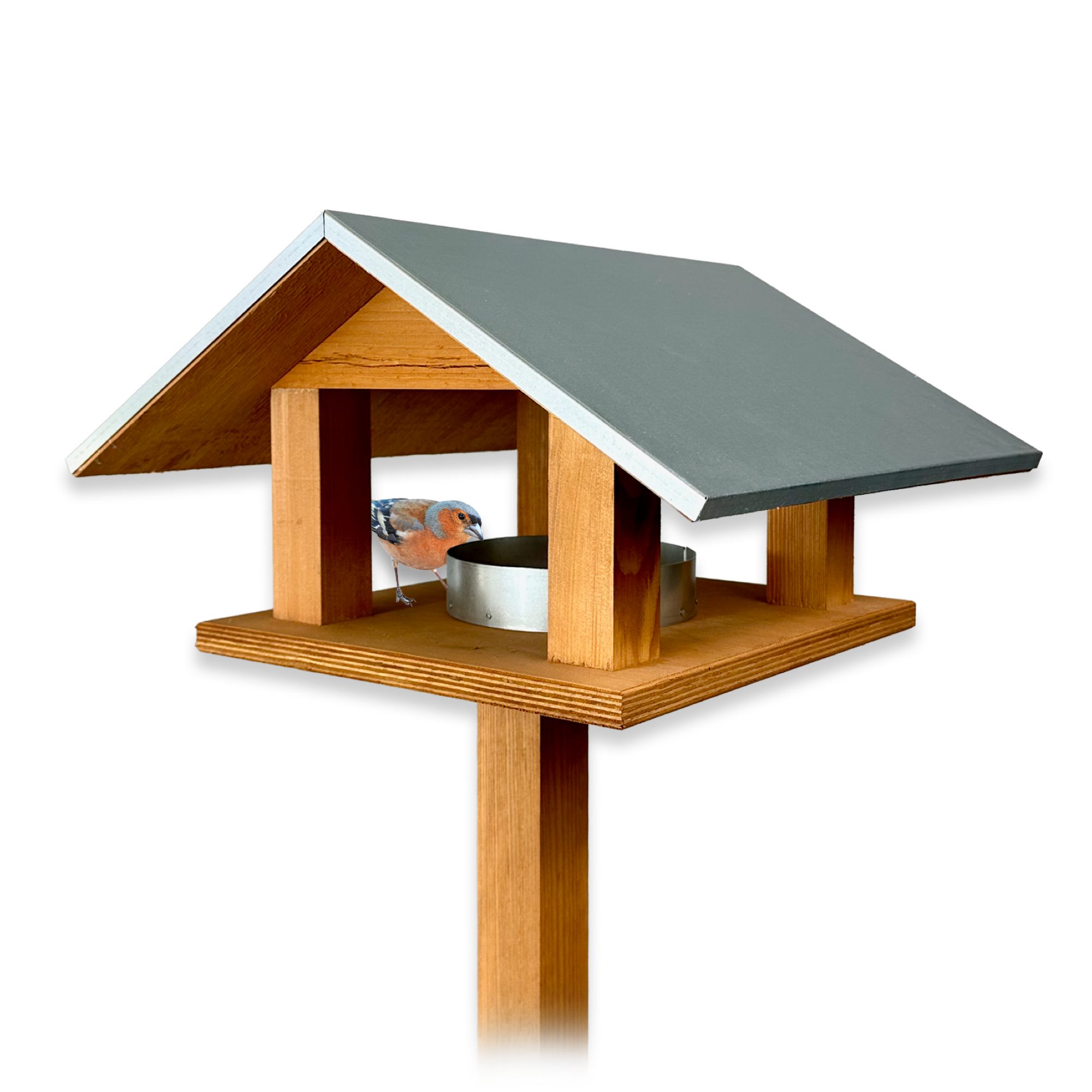 gartenetage Vogelhaus Vogelwunder mit Metalldach – Premium Vogelhaus aus Kiefernholz, wetterfest & hygienisch, mit herausnehmbarer Futterstelle