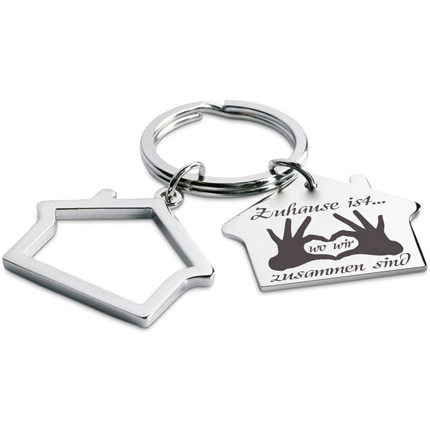 Lieblingsmensch Schlüsselanhänger Zuhause ist wo wir zusammen sind - ein tolles Geschenk (Schlüsselanhänger mit Gravur, inklusive Schlüsselring), Robuste und filigrane Lasergravur