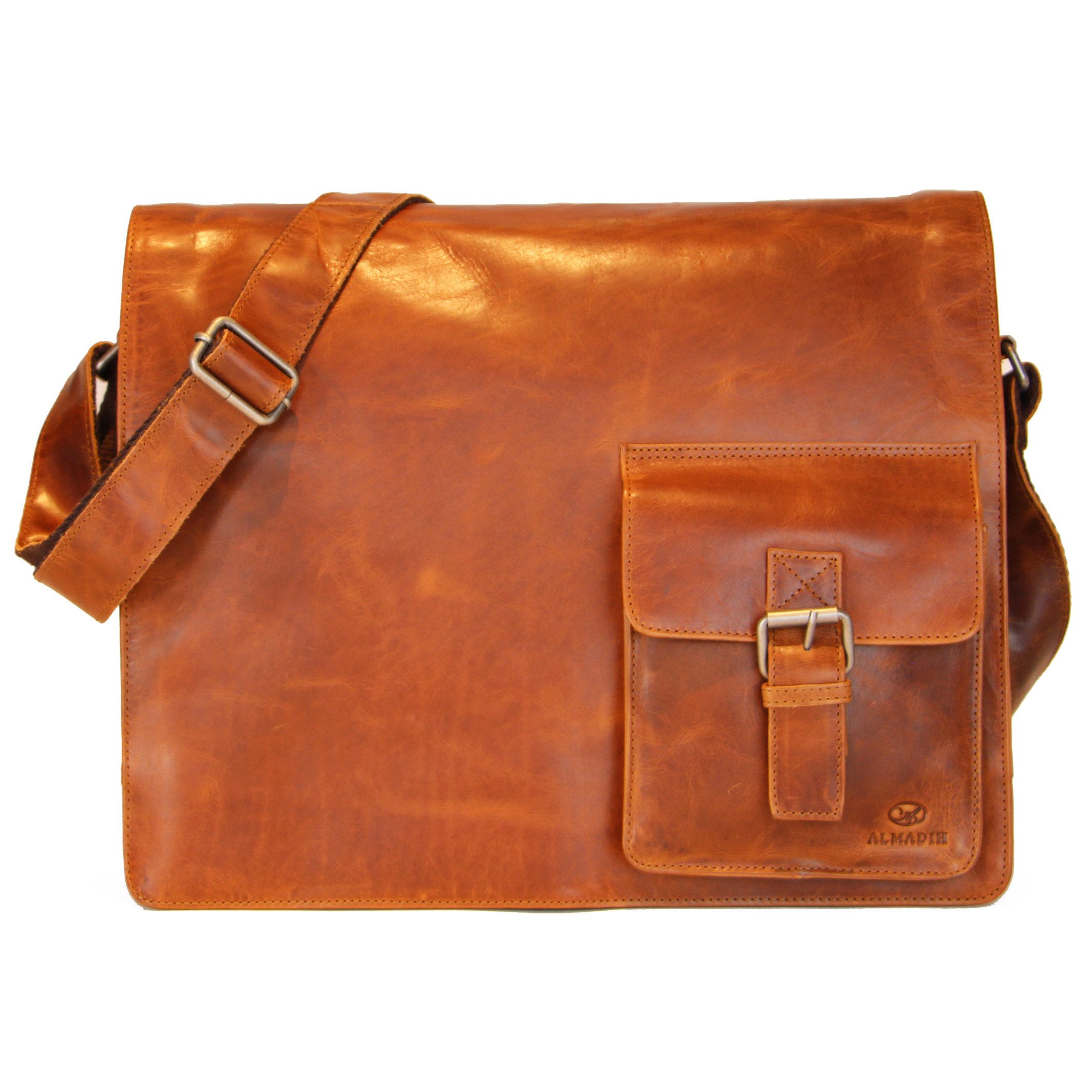 Umhängetasche Leder Umhängetasche LOGAN Ledertasche Laptoptasche Aktentasche Braun