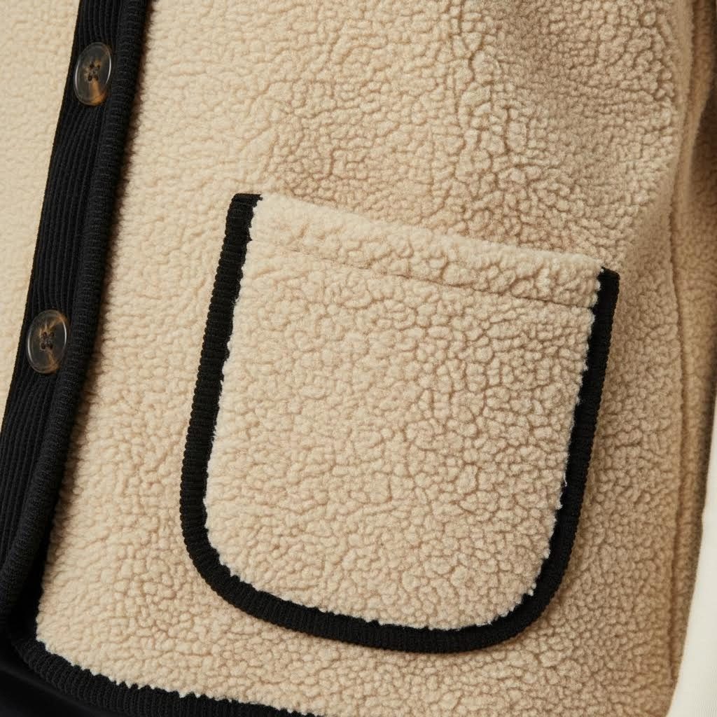 May Gem Kurzweste Damen Kurzweste im Bouclé Stil mit Samt Details 38-42 Einheitsgröße - 38-40 (lässig) & 40-42 (klassisch)