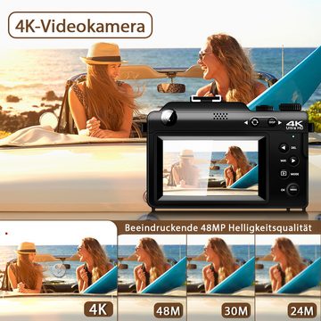 Fine Life Pro X9 Kompaktkamera (48 MP, WLAN (Wi-Fi), Fotokamera mit Front- und Rückobjektiv, 8 integrierte Farbfilter)