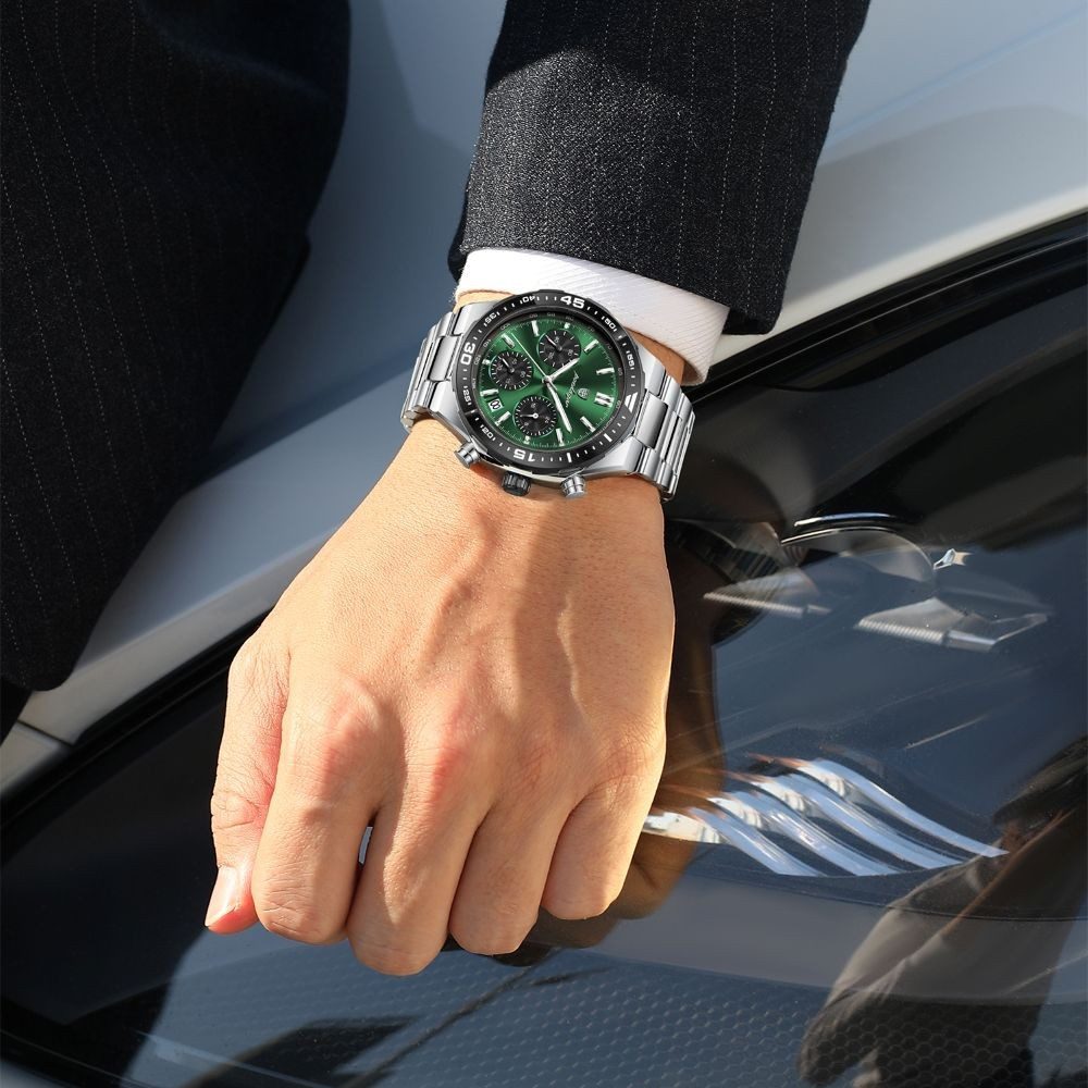 POEDAGAR Quarzuhr Poedagar Chronograph Uhr – Edelstahlgehäuse, Kalender, 4 Farben 697 – Bild 3 von 5