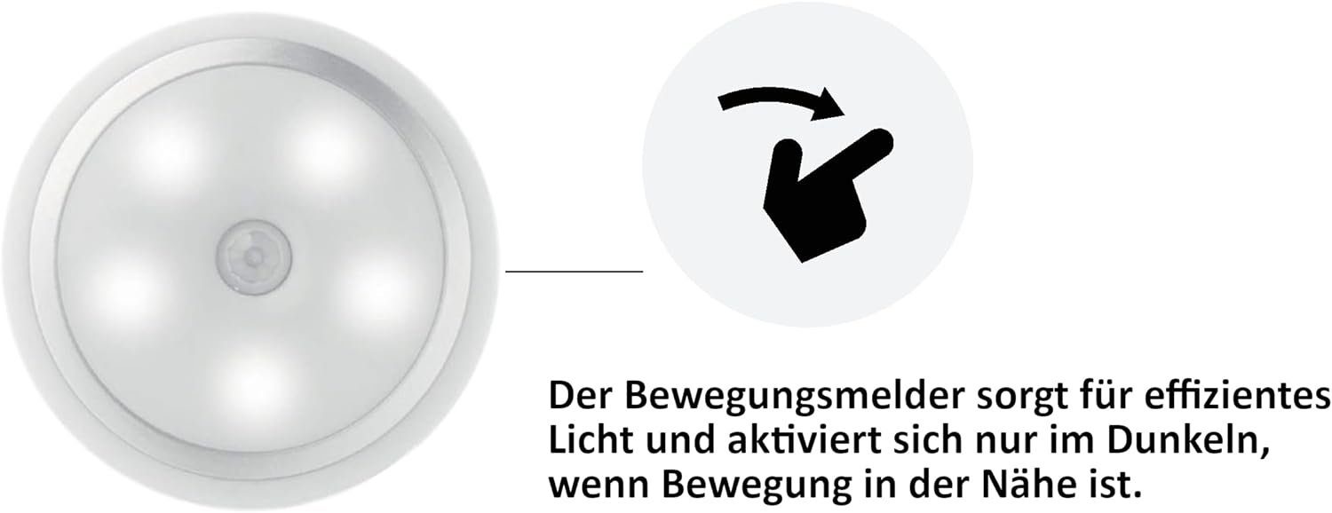 Provance Nachtlicht 3 x LED Nachtlicht mit Bewegungsmelder Auto Ein/Aus 3M Kleber, LED fest integriert
