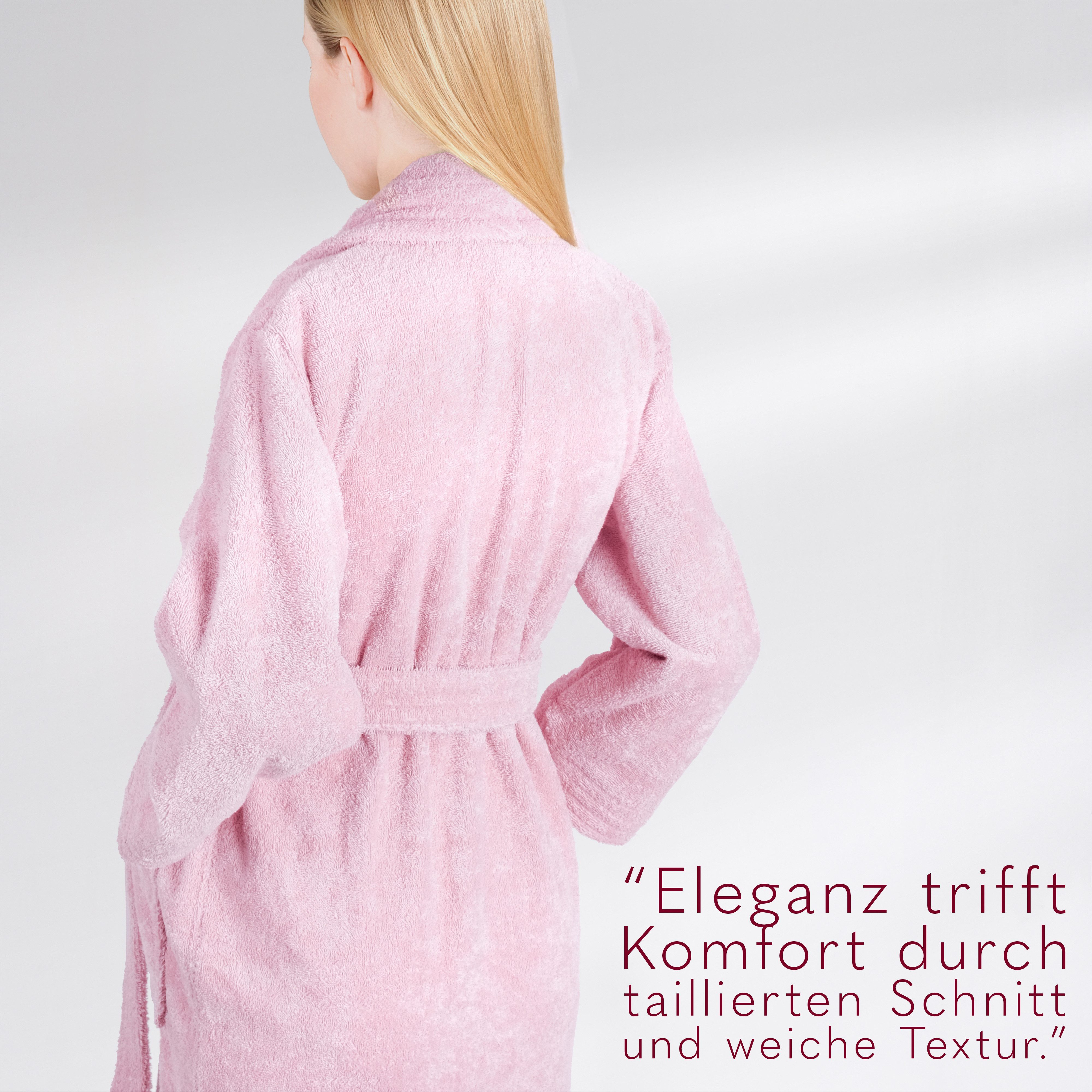 HAMMETEX Damenbademantel Ren, 100% Baumwolle, Langform, Baumwolle, Schalkragen, Gürtel, 380 g/m² Frottee Bademantel mit Taschen – Saugfähig & Weich