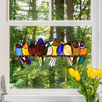Houhence Fensterbild Vogelmotiv auf Draht,Glasmalerei zum Aufhängen Heimdekoration