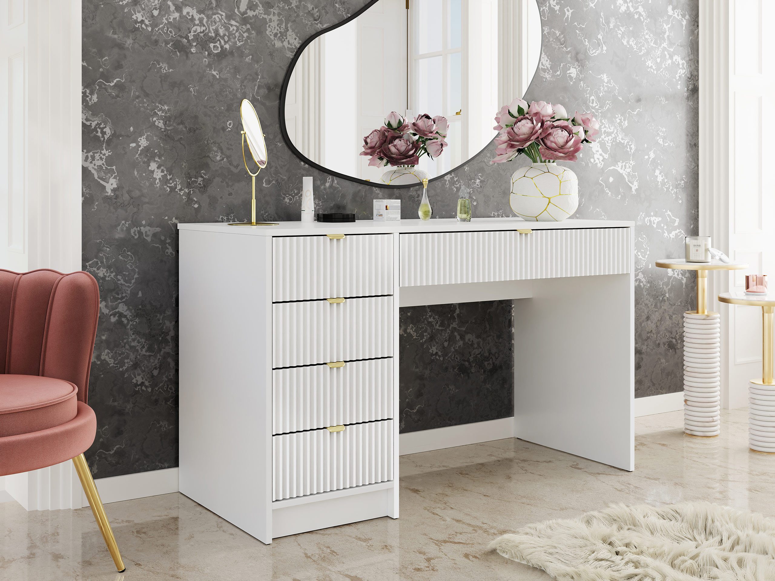 MIRJAN24 Schminktisch Tireno (5-Schubladen), Aluminiumgriffe in der Farbe G günstig online kaufen