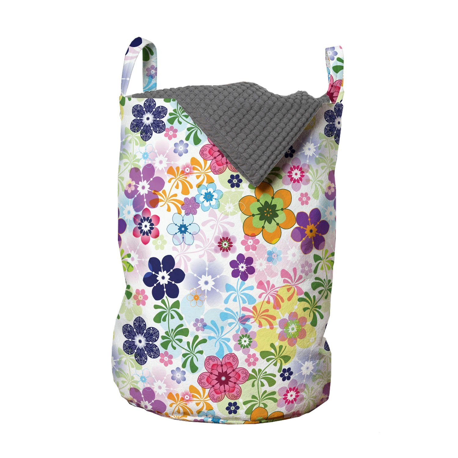 Abakuhaus Wäschesäckchen Wäschekorb mit für lichtdurchlässige Griffen Kordelzugverschluss Waschsalons, Bunte Blumen Blumen
