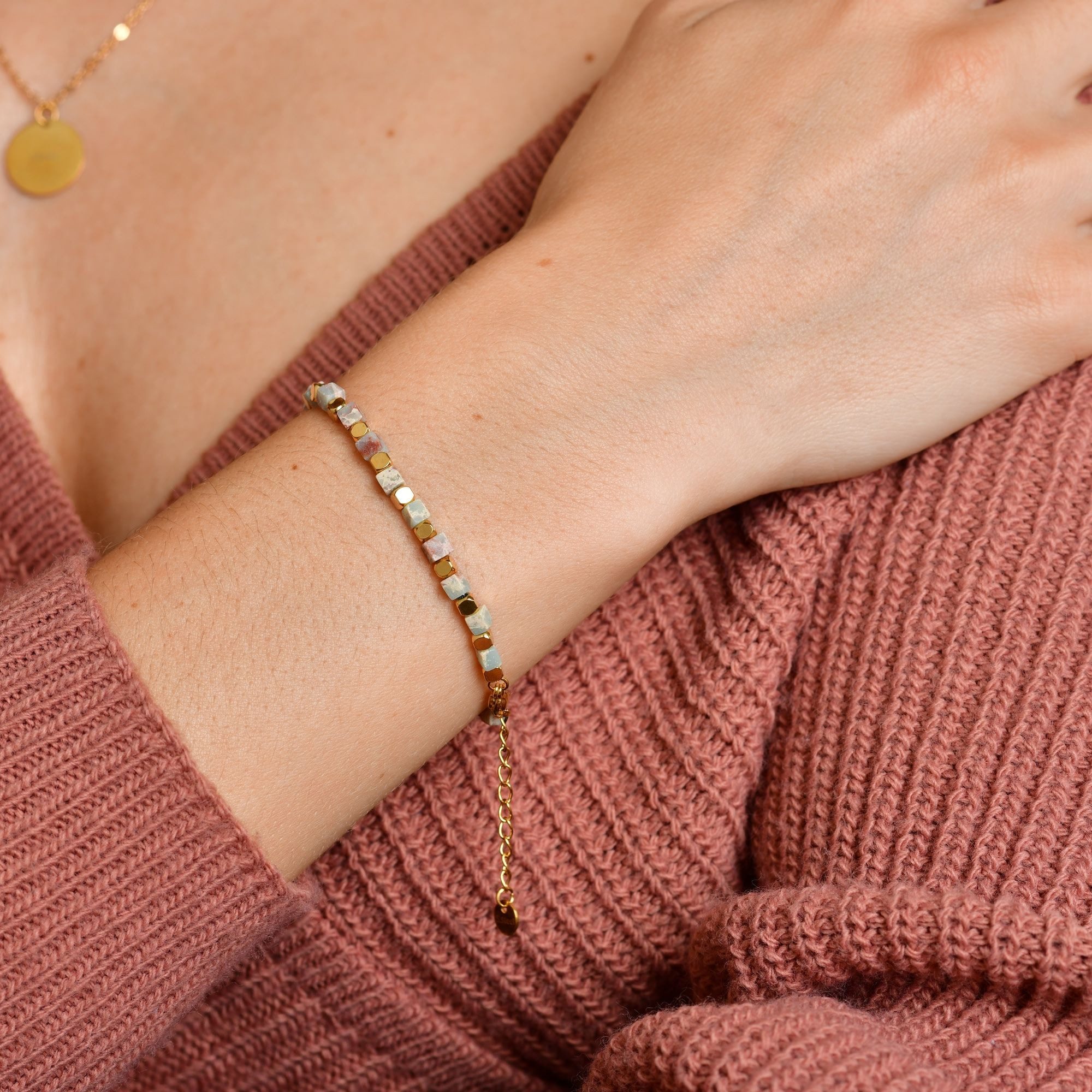 Armband Armband aus Edelstahl mit Aventurin 18,5+3 cm
