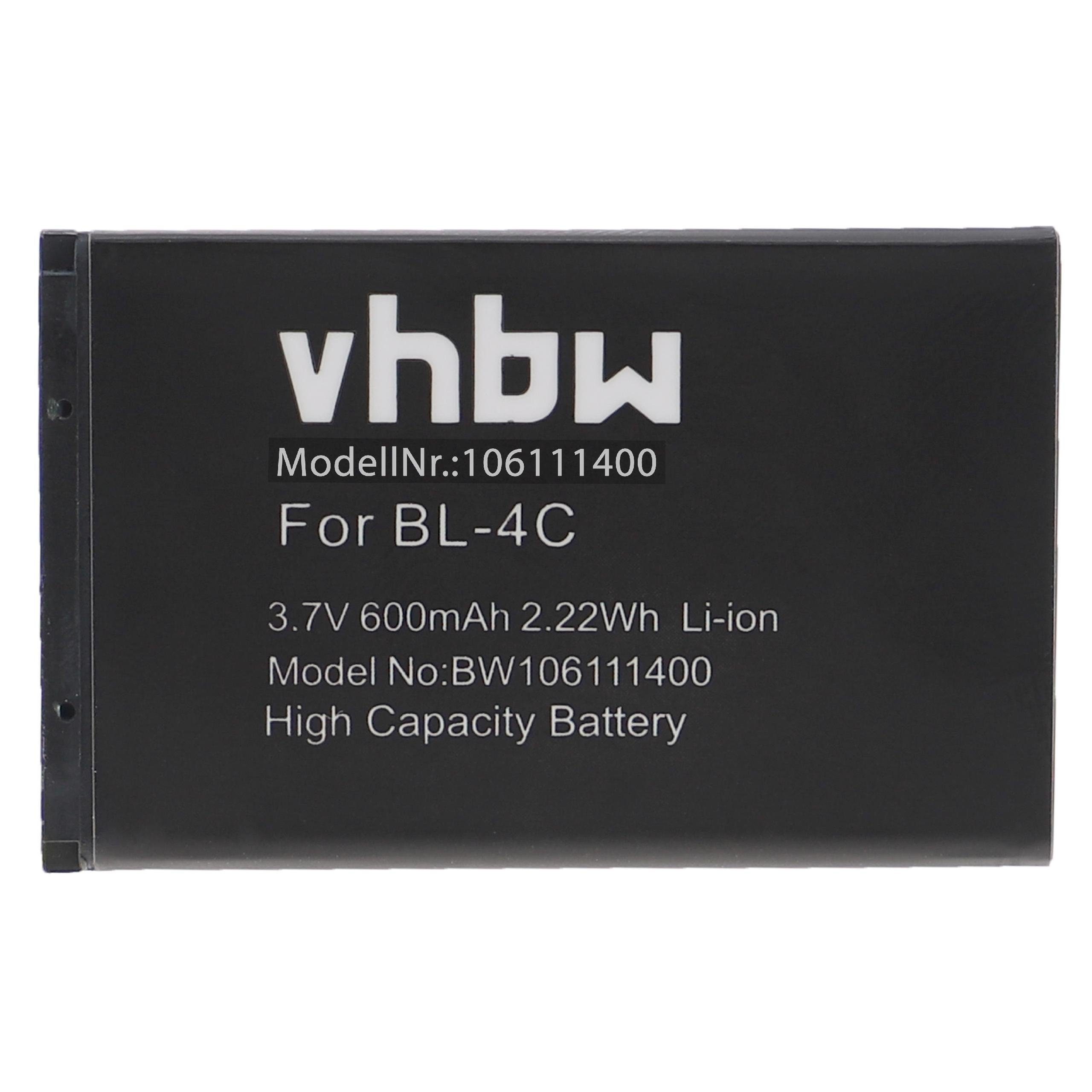 vhbw kompatibel mit Easyfone Prime Flip, A1, A2, A5 Smartphone-Akku Li-Ion 600 mAh (3,7 V)