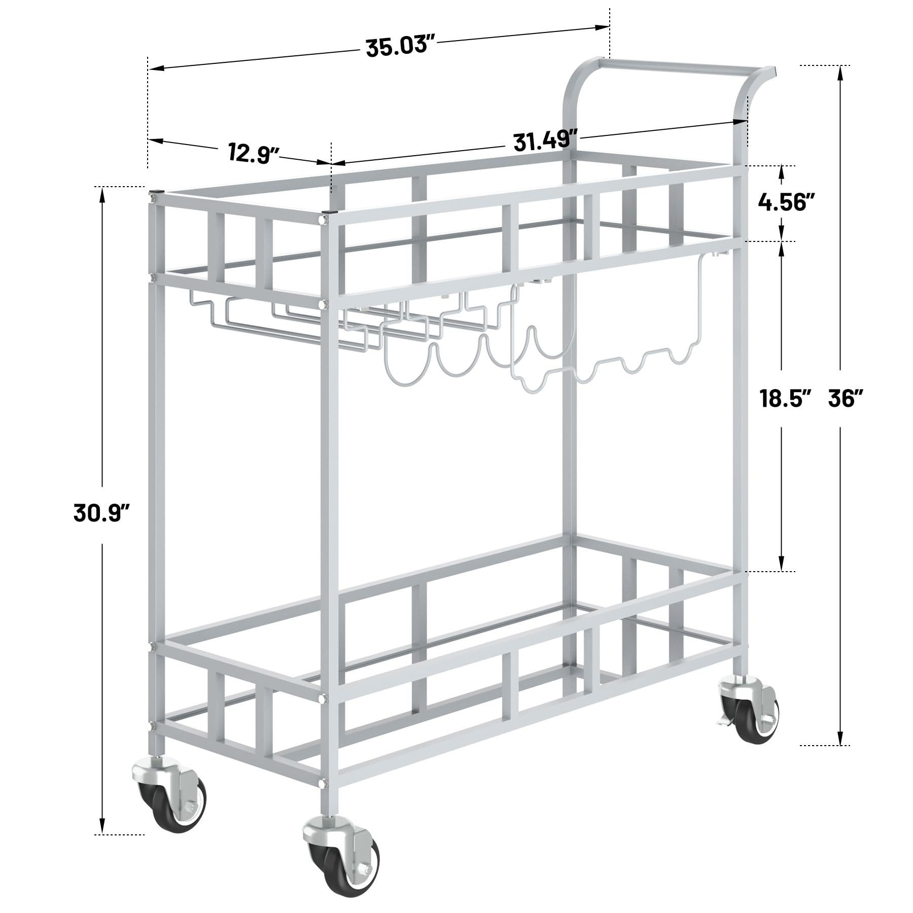 GarveeMore Weinregal 2 Tier Rolling Wine Bar Cart Kleine Warenkorb Weinregale