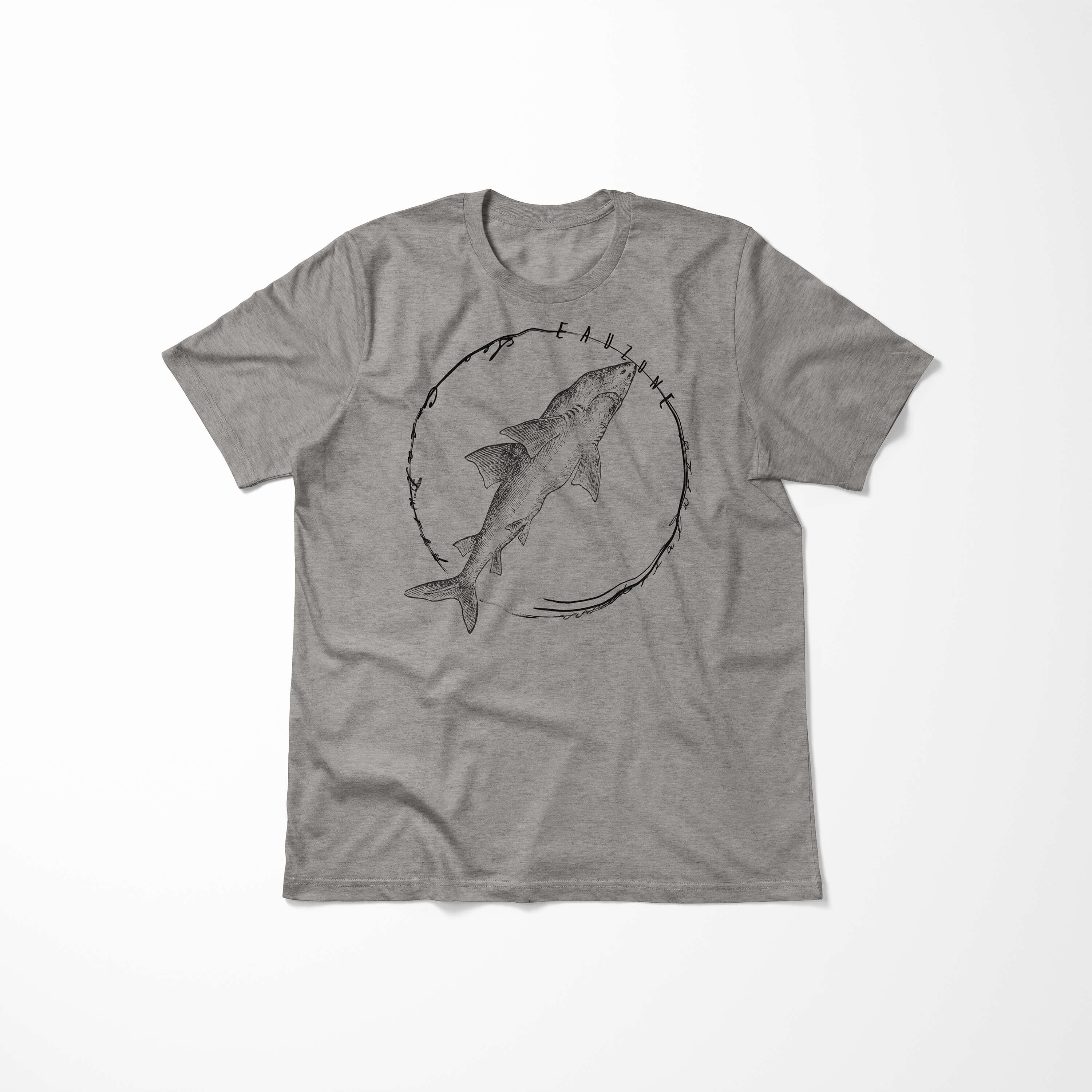 und 095 Creatures, / Art Sinus sportlicher Fische Sea Sea T-Shirt - feine Serie: Tiefsee Schnitt T-Shirt Struktur Ash