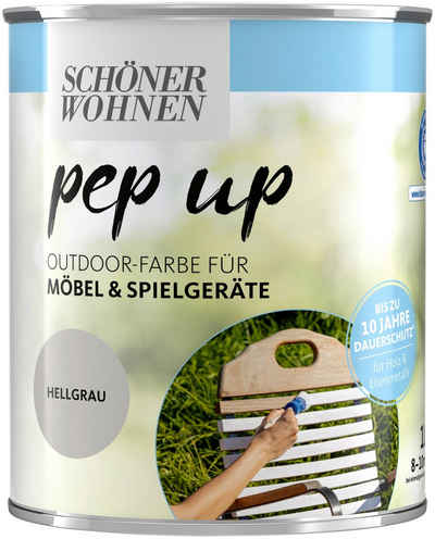 SCHÖNER WOHNEN FARBE Lack pep up Outdoor, 1 Liter, hellgrau, für Möbel und Spielgeräte