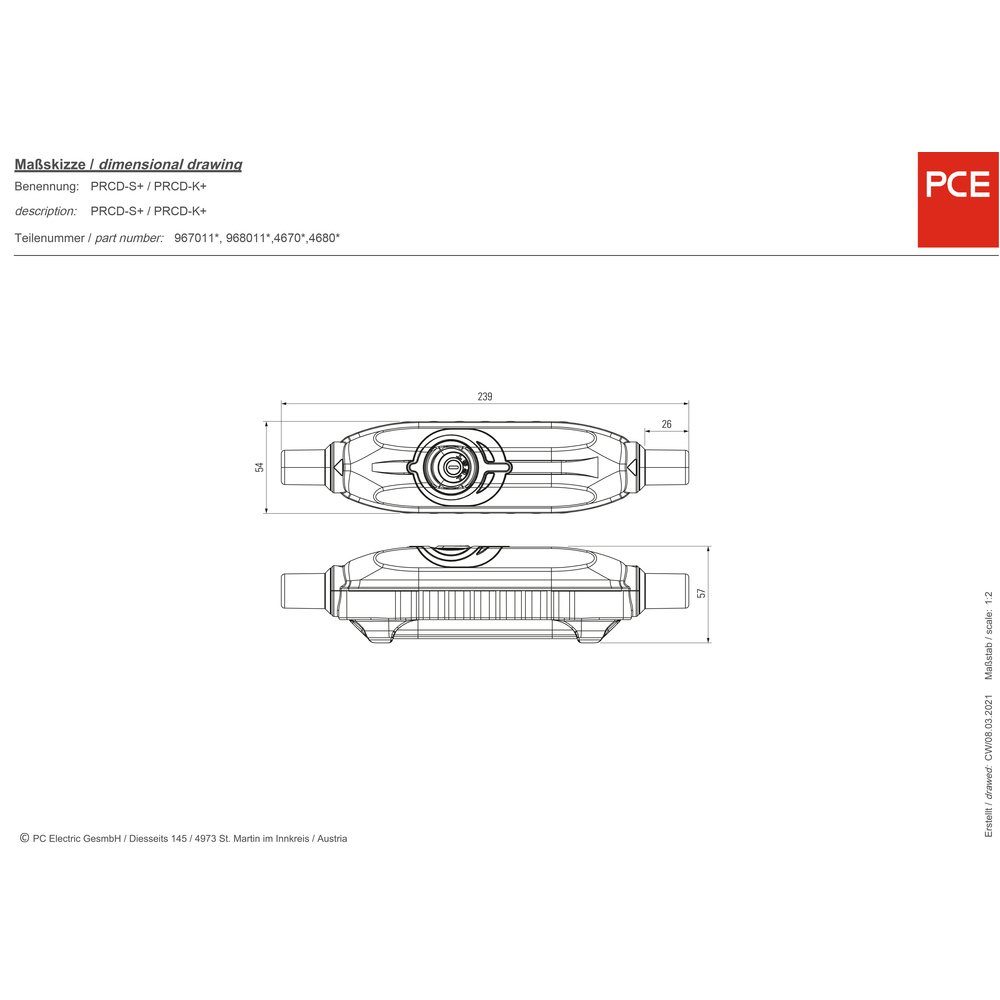 PCE 9250027 PRCD-S+ Schwarz, Kunststoff Personenschutzstecker PCE Personenschutz-Kabeltrommel B