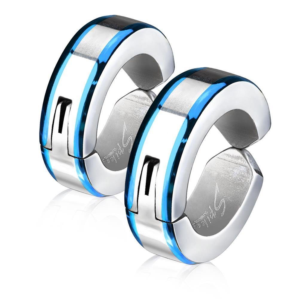 Creolen-Set Blau - Creolen mit Metallrand Silber aus Edelstahl Unisex