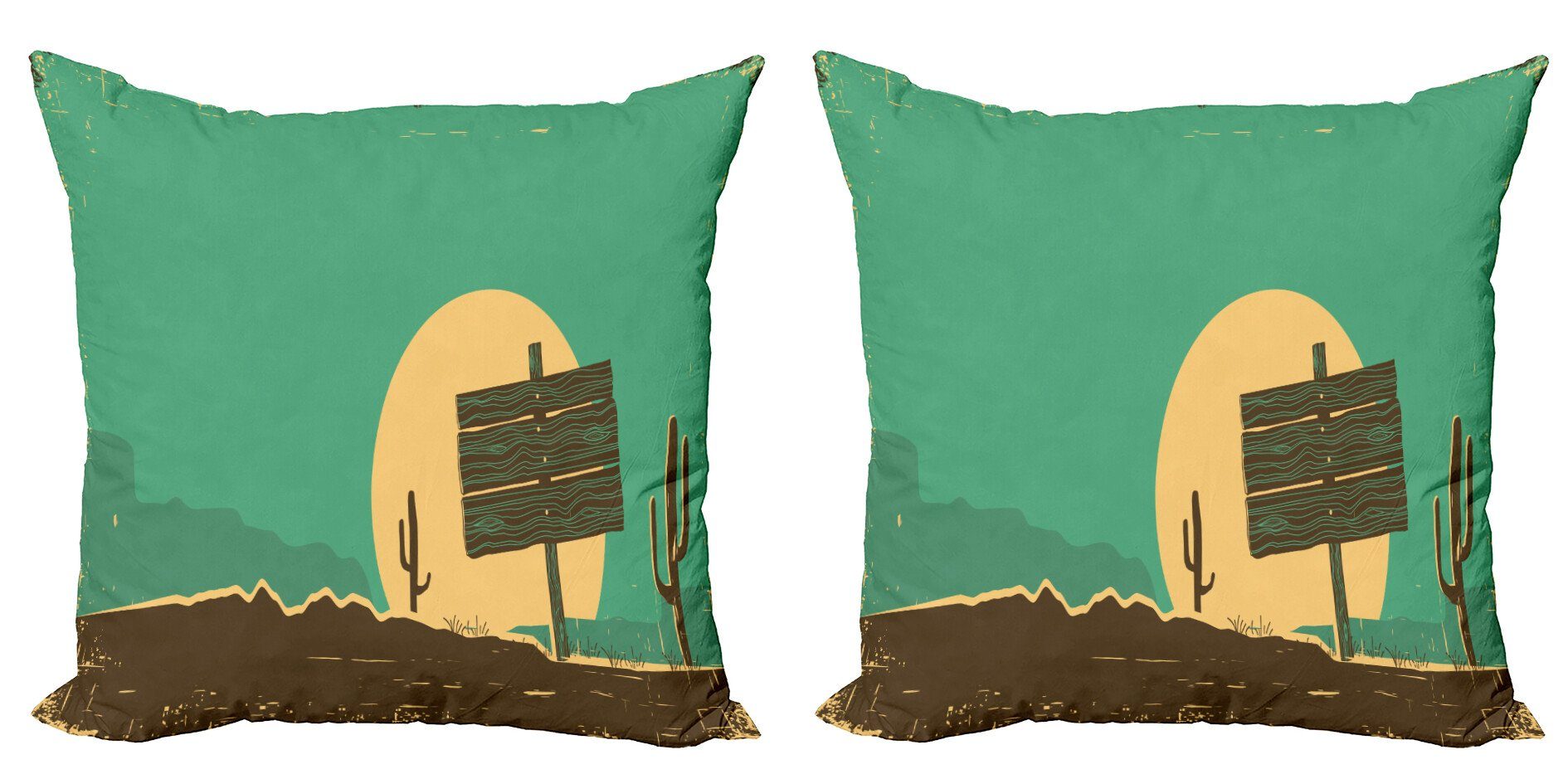 Wüsten-Landschaft Western Grungy Doppelseitiger Kissenbezüge Digitaldruck, Abakuhaus (2 Accent Modern Stück),