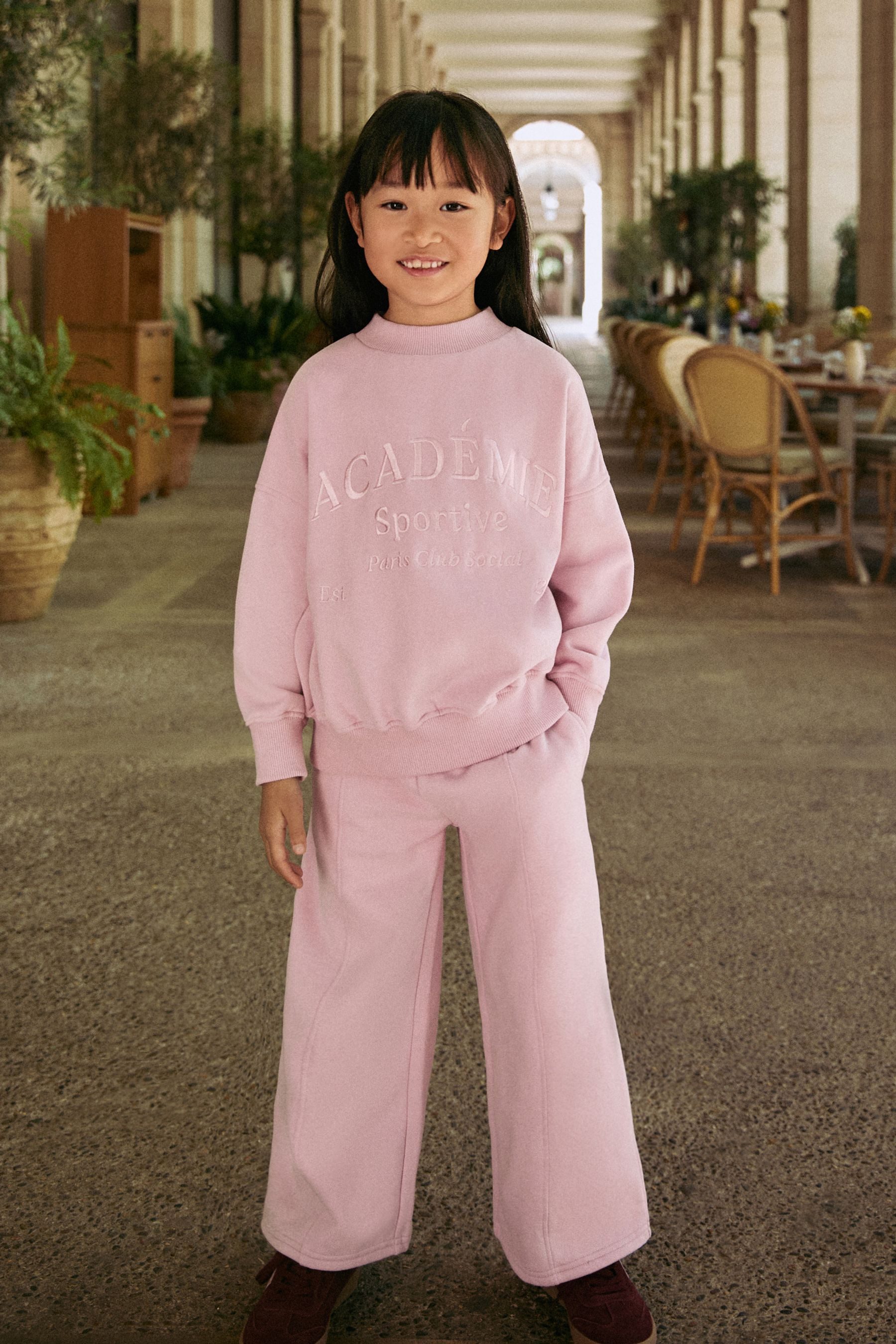 Next Sweatanzug Sweatshirt und Jogginghose mit weitem Bein im Set (2-tlg)