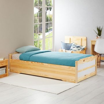 IDIMEX Funktionsbett LORENA, Ausziehbett Bett Tagesbett Jugendbett Bett 90 x190 cm natur/weiß