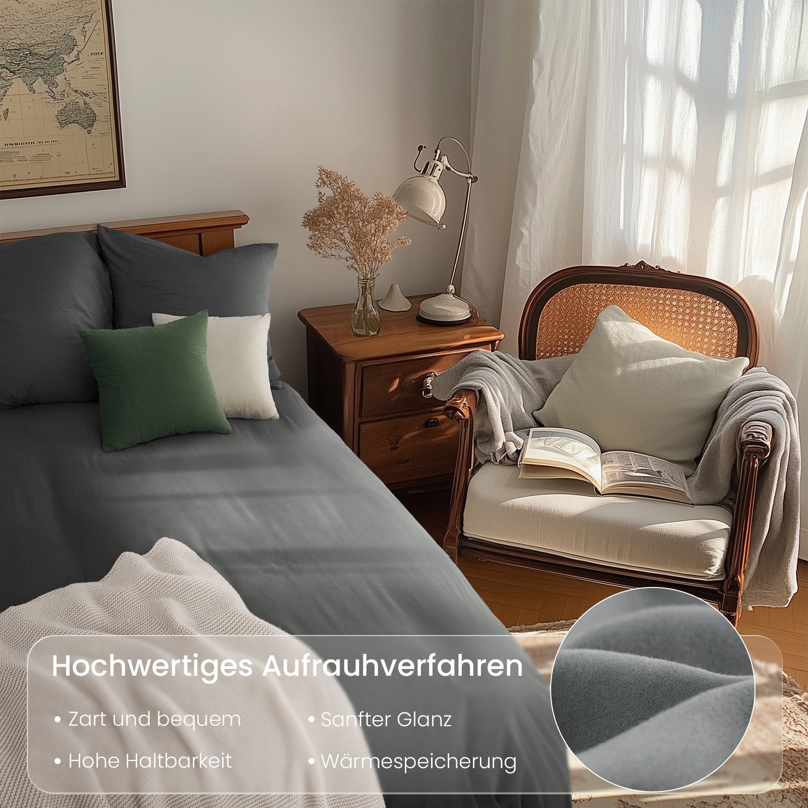 Topfinel Bettwäsche 135x200cm, Seersucker Bettwäsche-Sets, bügelfrei, allergiker, kühlende, 100% Mikrofaser, 2 teilig, Pflegeleicht, kuschelig, weich, Winter So – Bild 4 von 5