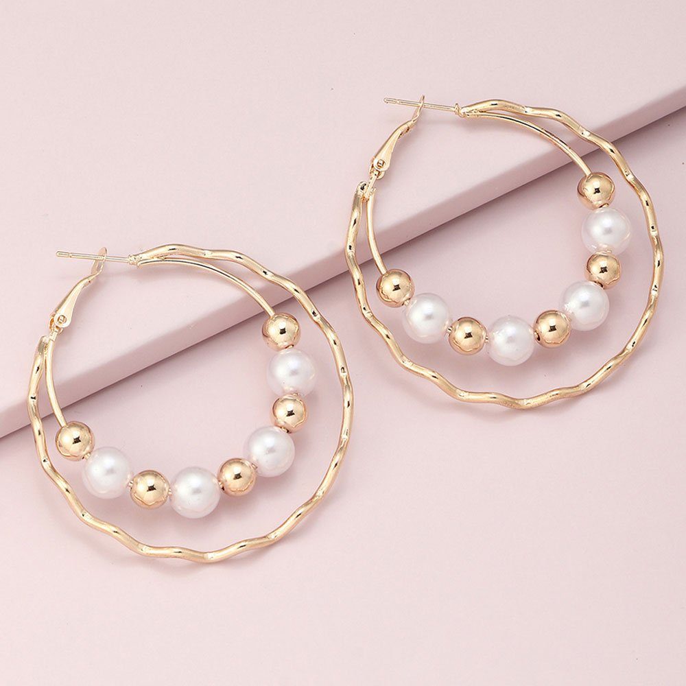 Geeignet Paar Double Bankette LAKKEC Ohrhänger und Large Partys Perlen-Braut-Ohrringe Damenschmuck, Earrings Hochzeiten, für Hoop
