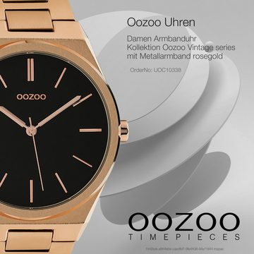 OOZOO Quarzuhr Oozoo Unisex Armbanduhr Vintage Series, Damen, Herrenuhr rund, groß (ca. 40mm) Metallarmband rosegold