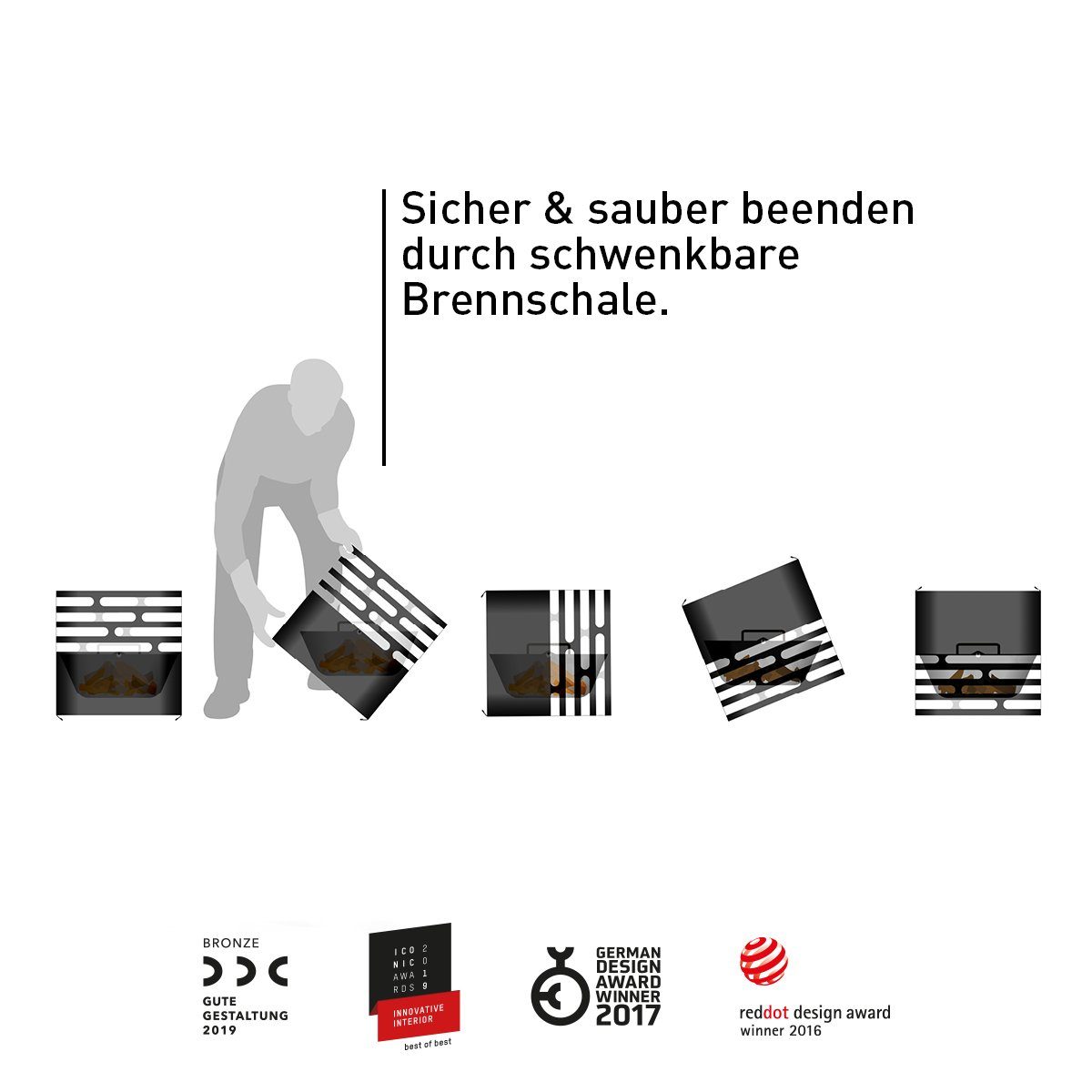 höfats Feuerkorb CUBE, (mit integrierter Löschfunktion, Feuerschale, Feuerstelle, Grill, für Garten und Terrasse)