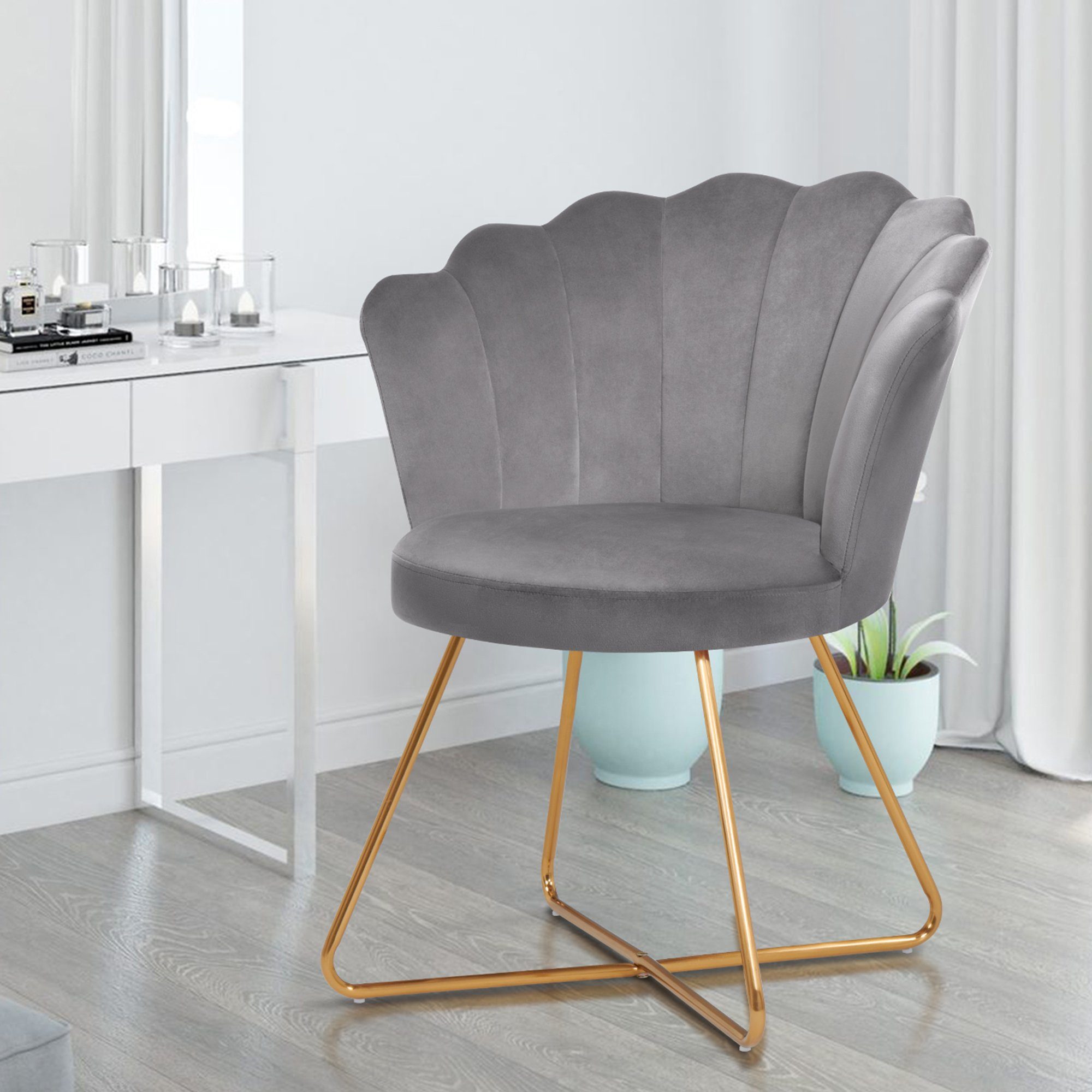Duhome Loungesessel, Schminkstuhl Wohnzimmerstuhl aus Samt, günstig online kaufen