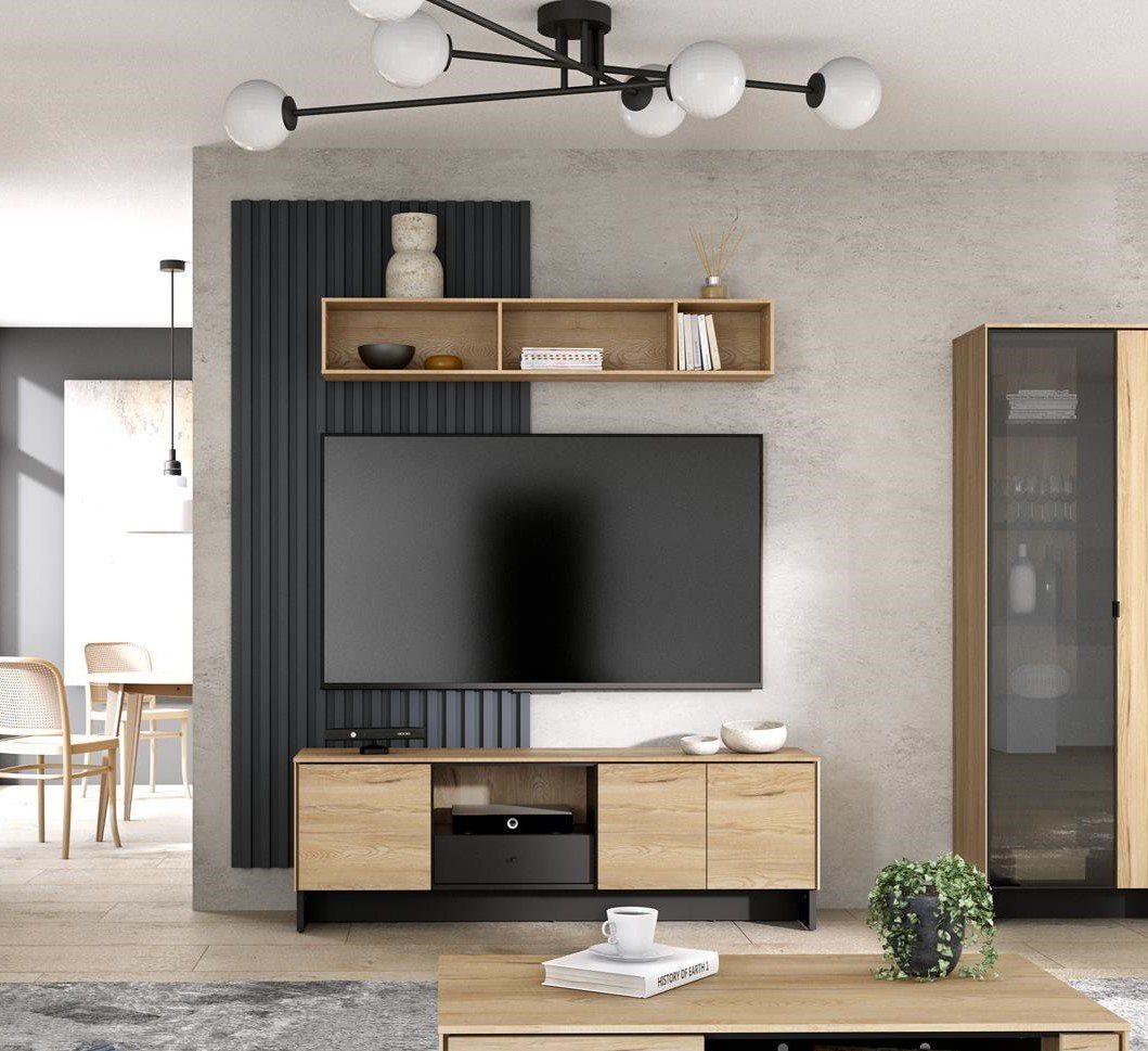 Modern Tisch, TV Breite: Esche Compleo cm, TV-Schrank Farbe: Wohnzimmer, PORTO, 163