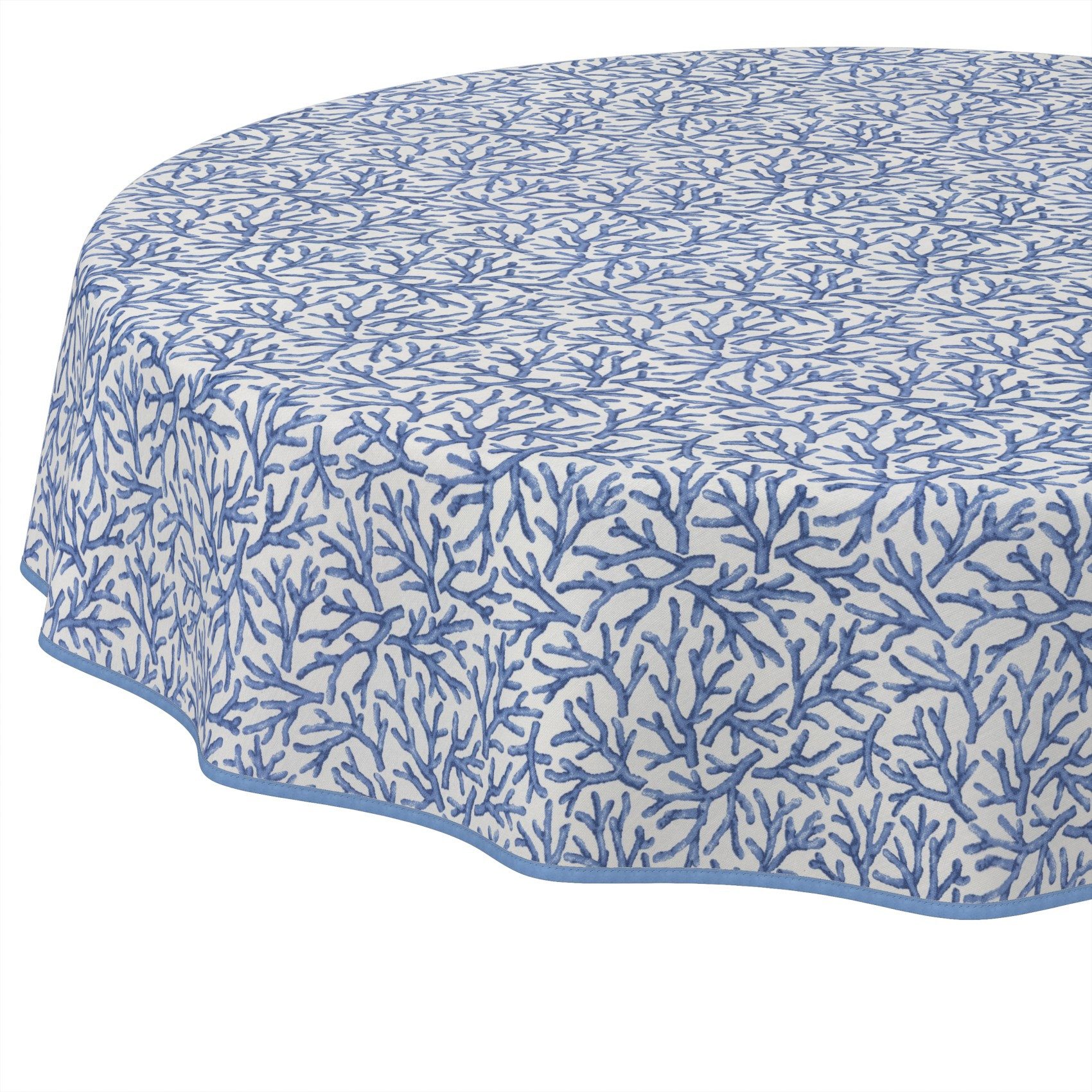ANRO Tischdecke abwaschbar Tischtuch Baumwolle Polyester wasserabweisend (Einzelstück 1-tlg), Schmutzabweisend Maritim Blau Rund 100cm