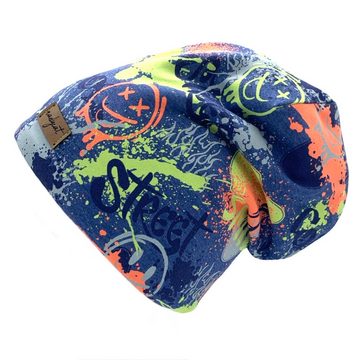 nadycat Beanie NEON GRAFFITI indigo (2-St., Beanie mit passendem Loop) handgefertigt aus der Lausitz