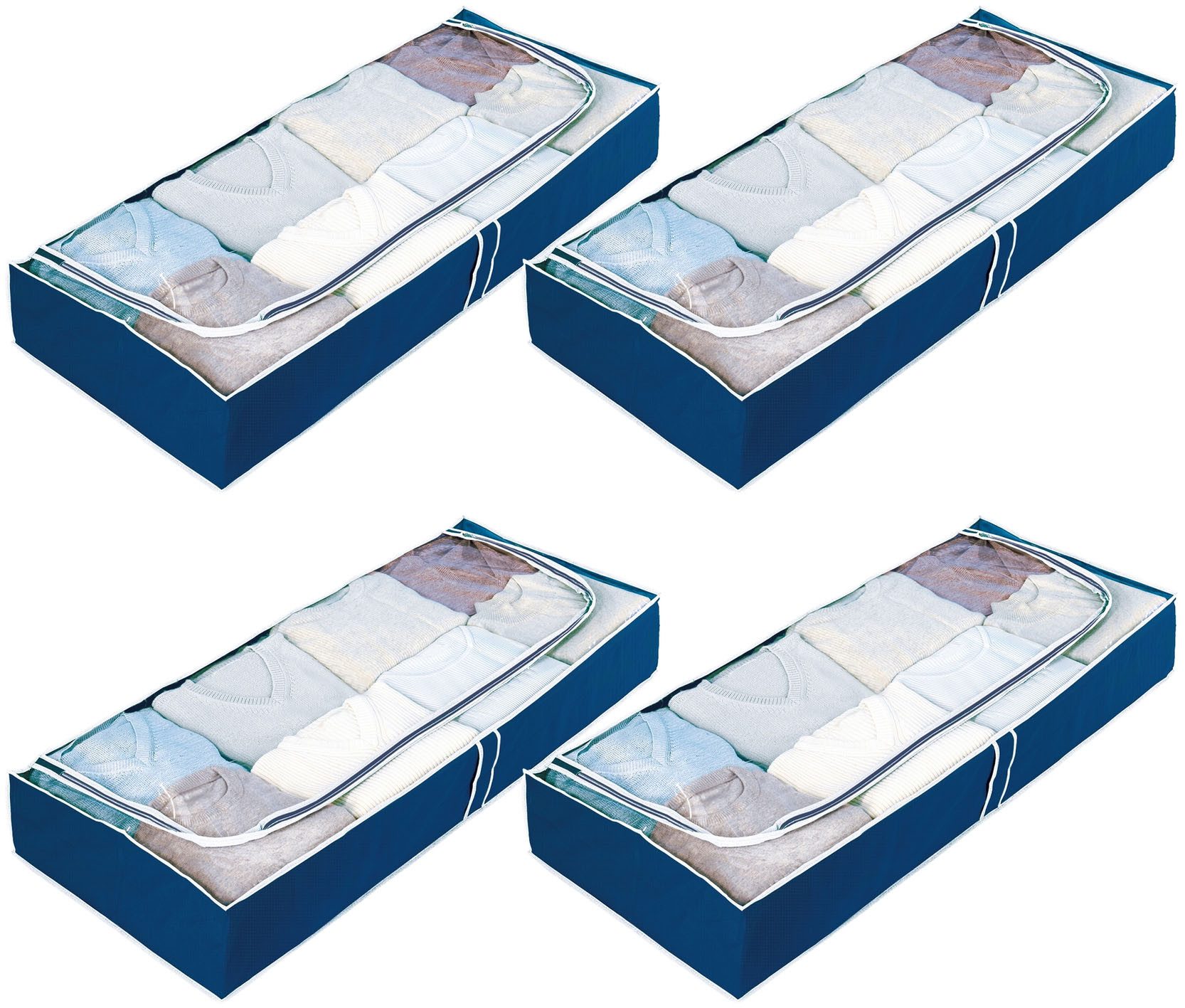 WENKO Unterbettkommode Modell Air (Set, 4 St), für Saisontextilien, mit Sichtfenster und 3-Seiten-Reißverschluss