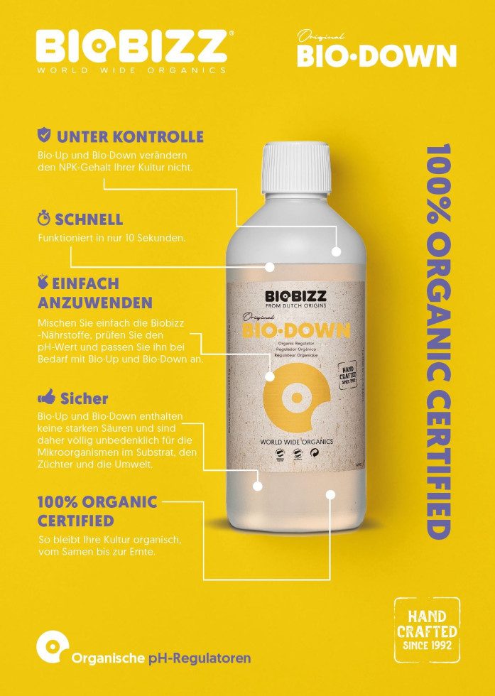 Biobizz Pflanzendünger BioBizz Grow Bio-Down pH-Regulator 250 ml – Bild 5 von 5