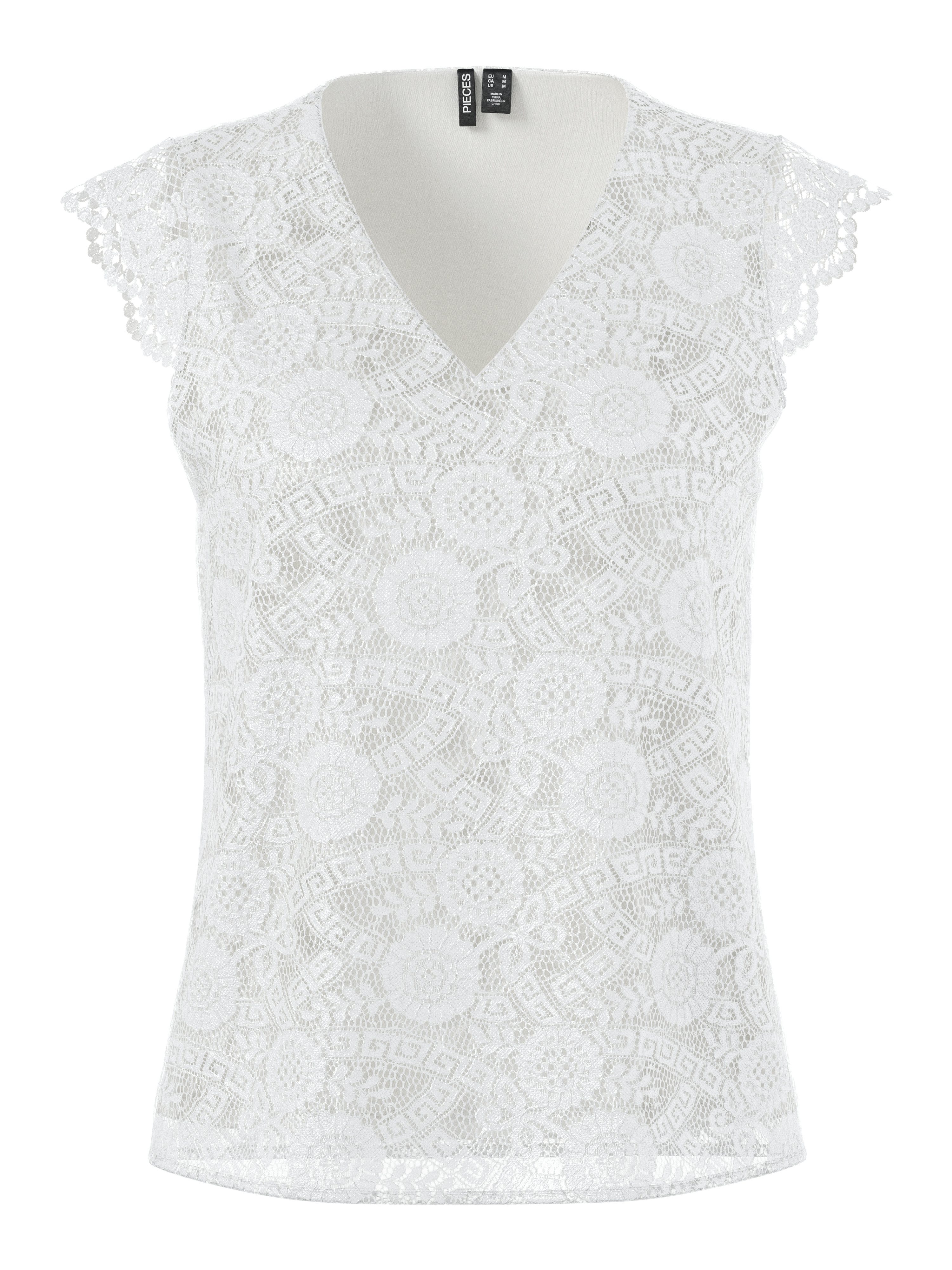 Spitzentop PCOLLINE SL LACE V-NECK TOP WVN NOOS