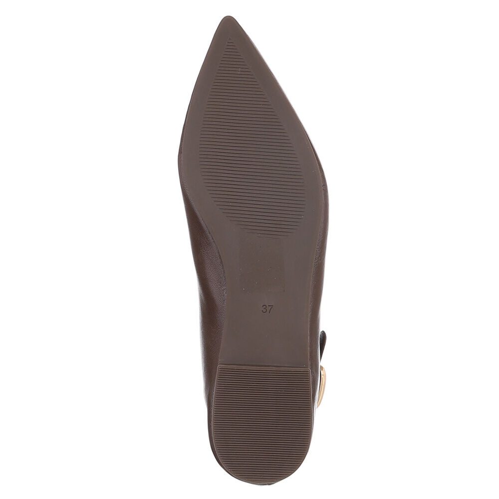 Ital-Design Damen Ballerina mit Zierdetail und spitzer Form Pumps (92078703) Blockabsatz Klassische Ballerinas in Braun