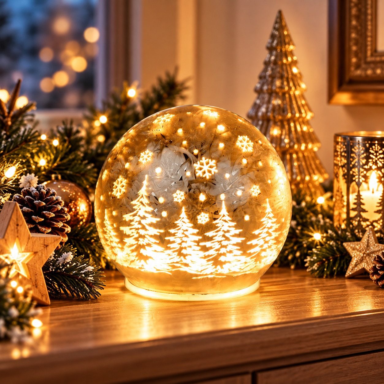 formano LED Kugelleuchte LED Deko-Kugel Champagner 12cm oder 15 cm Durchmesser od. 2er Set