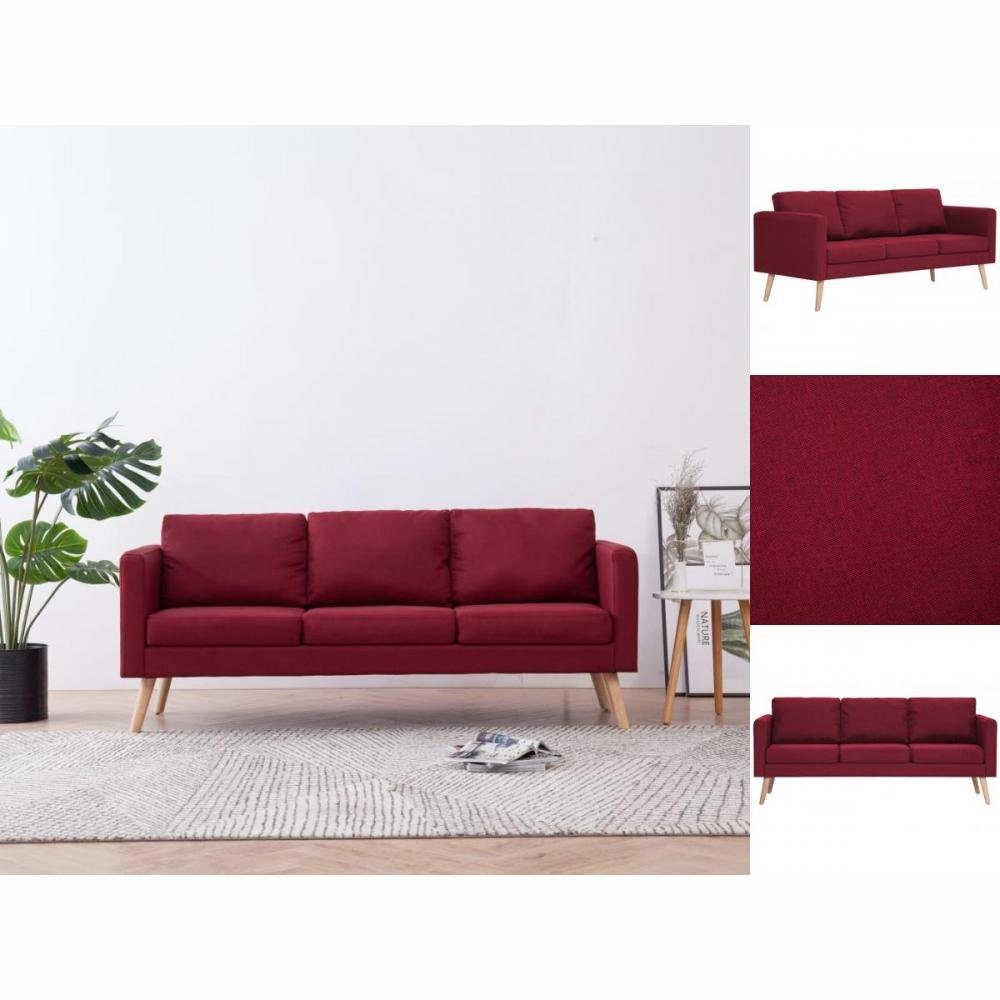vidaXL Sofa 3-Sitzer-Sofa Stoff Weinrot Couch