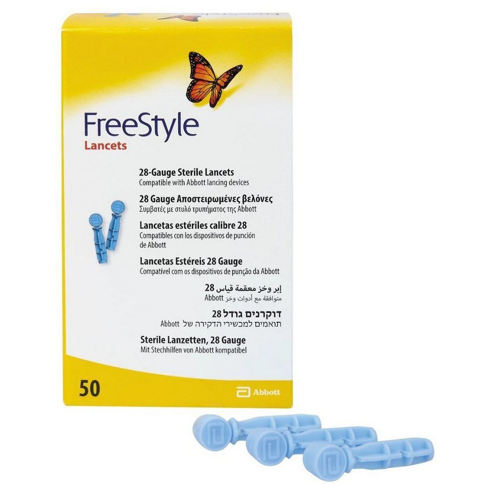 Abbott Lanzetten FreeStyle Freedom Lite, Alltags hilfe, für den einmaligen Gebrauch, 50 tlg., Sterile Einmallanzetten