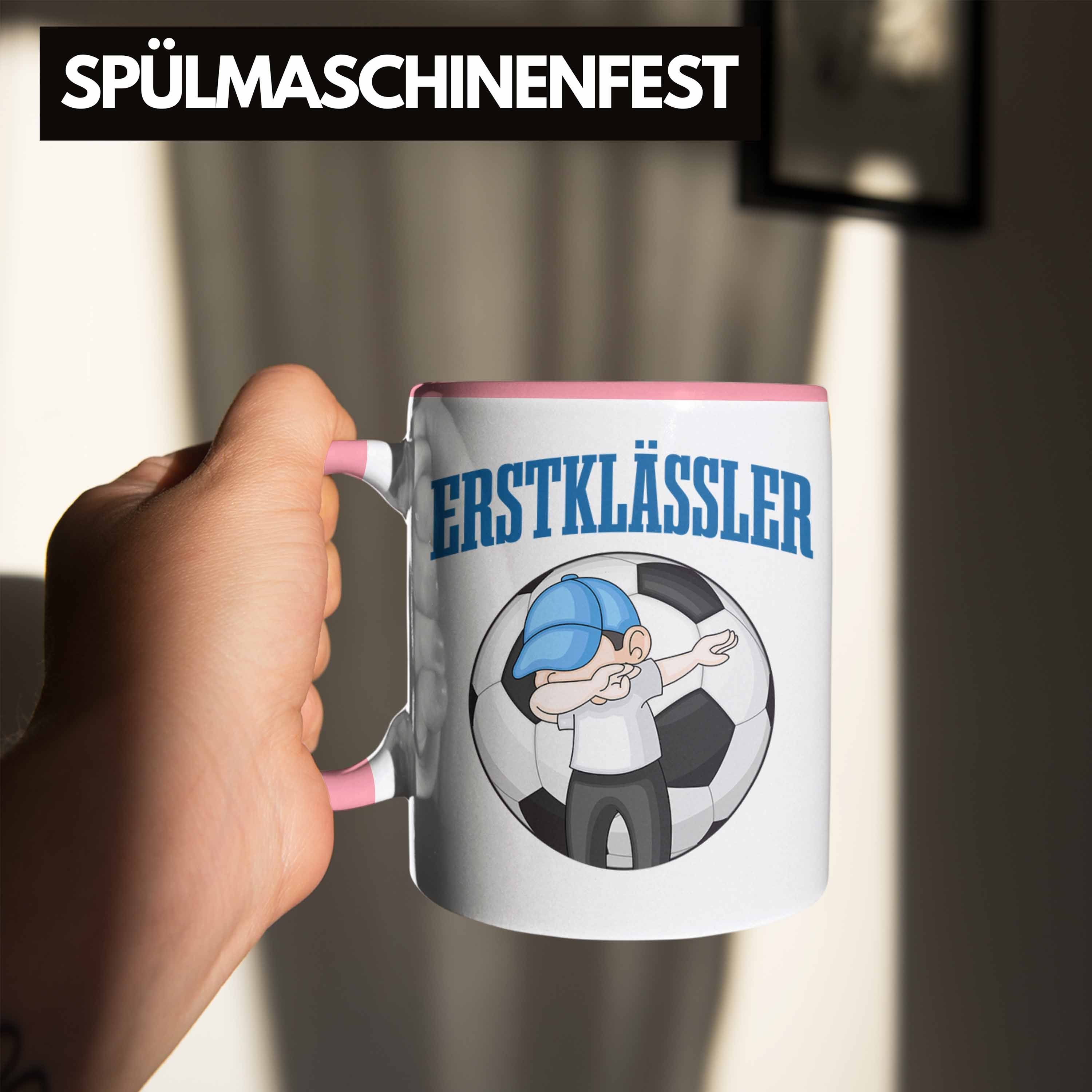 Jungs Junge Geschenk Schulanfang Schulstart Fussball Einschulung Trendation Füllung 1. Schultag Geschenkidee Tasse Schultüte - Rosa Trendation Tasse für Schuleinführung Schulkind