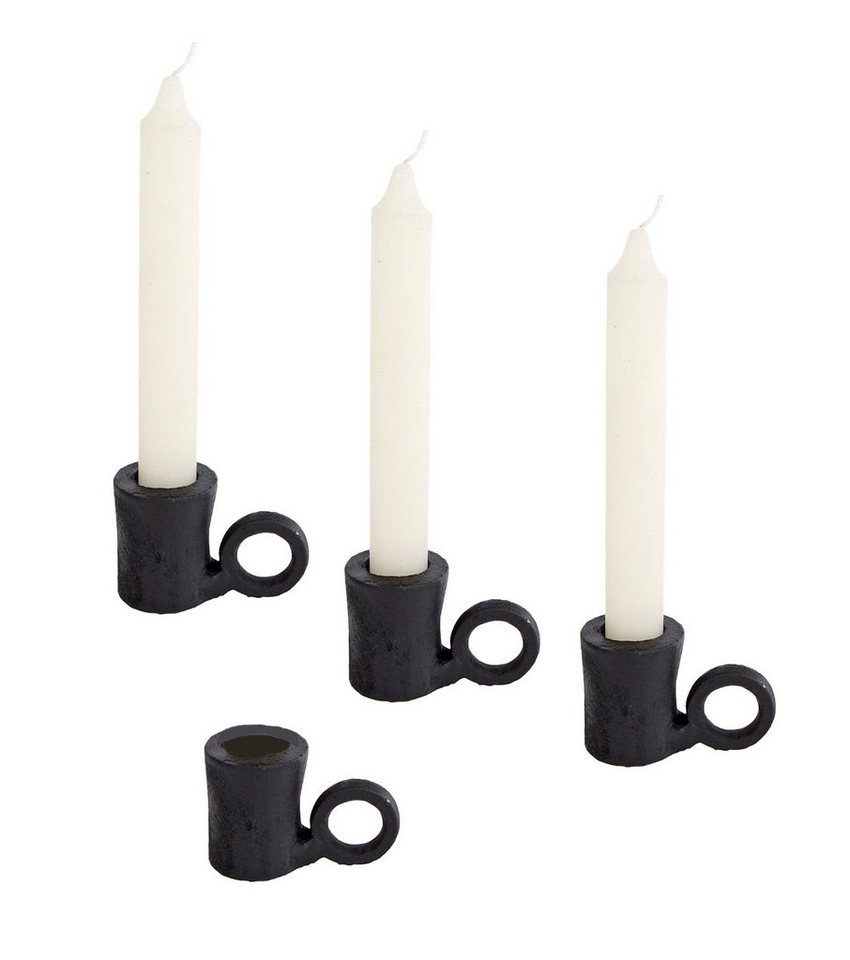 Spetebo Tischkerzenhalter Metall Kerzenhalter schwarz 4,5cm - 4er Set (4er  Set, 4 St., Kerzenhalter schwarz 4,5cm), Kerzenhalter, Stabkerze,  Deko,rustikal