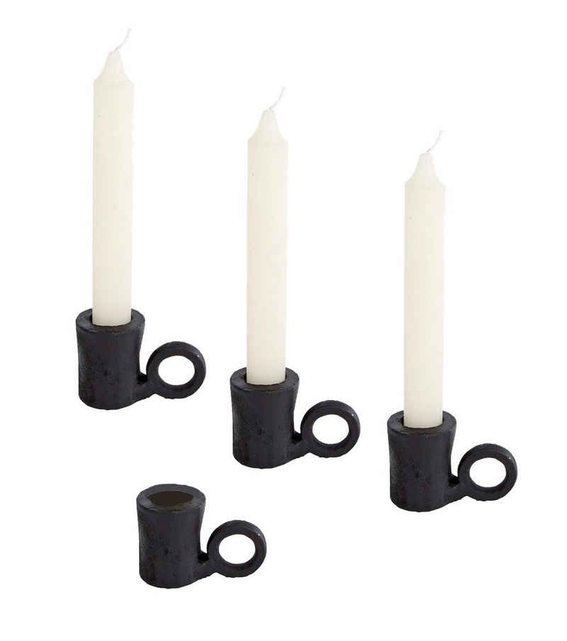 Spetebo Tischkerzenhalter Metall Kerzenhalter schwarz 4,5cm - 4er Set (4er Set, 4 St., Kerzenhalter schwarz 4,5cm), Kerzenhalter, Stabkerze, Deko,rustikal