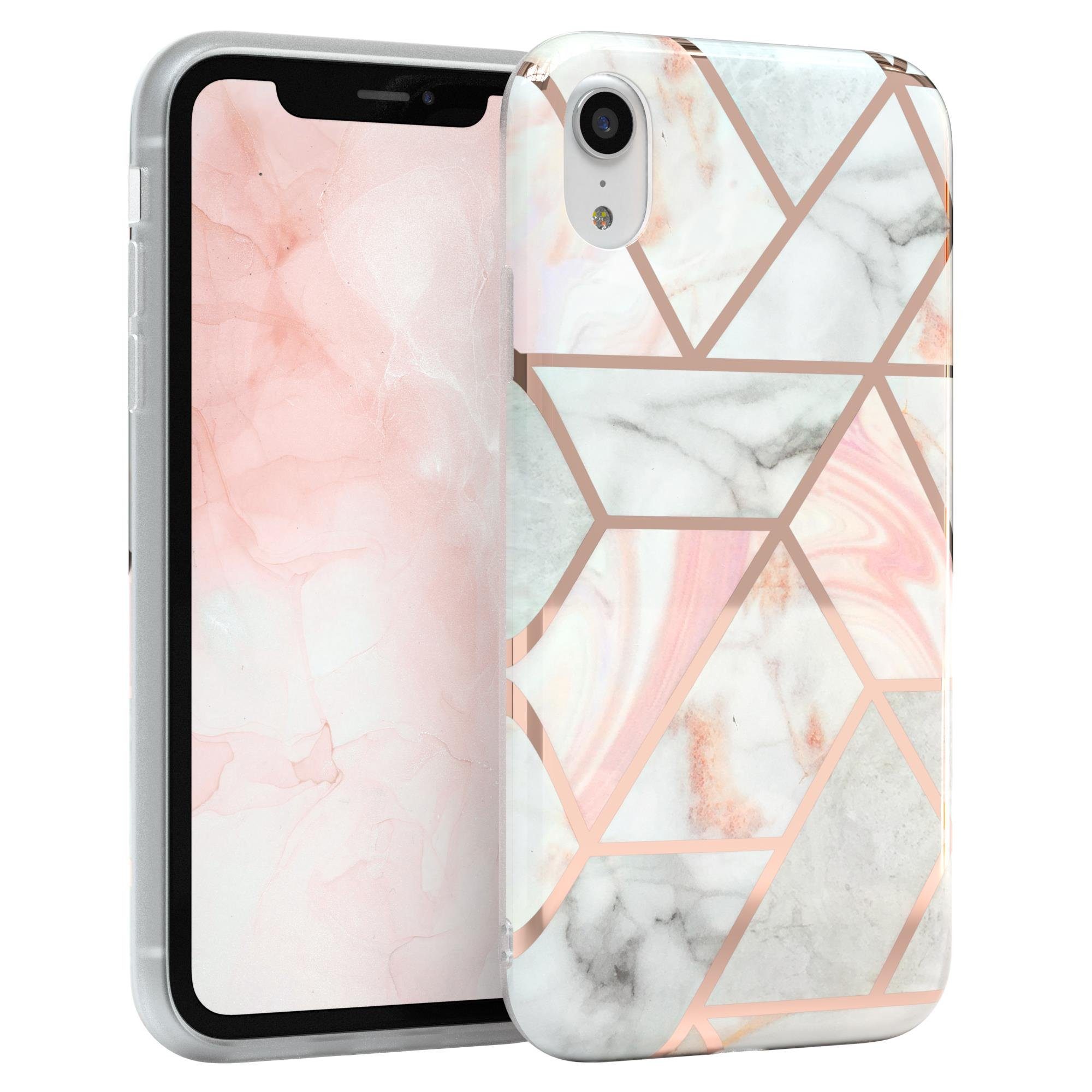 EAZY CASE Handyhülle IMD Motiv Cover für Apple iPhone XR 6,1 Zoll, Silikonhülle stoßfest Silicon Back Cover Motivhülle Tasche Rosé Gold